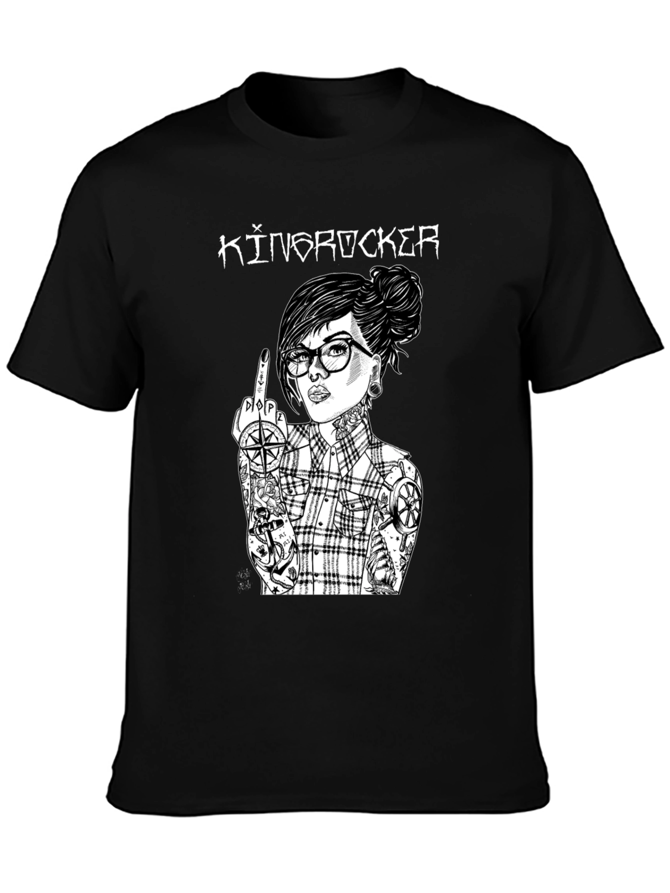 Kingrocker Graphic T-Shirt - Edgy Tattooed Woman Design