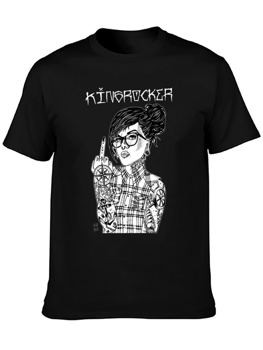 Kingrocker Graphic T-Shirt - Edgy Tattooed Woman Design