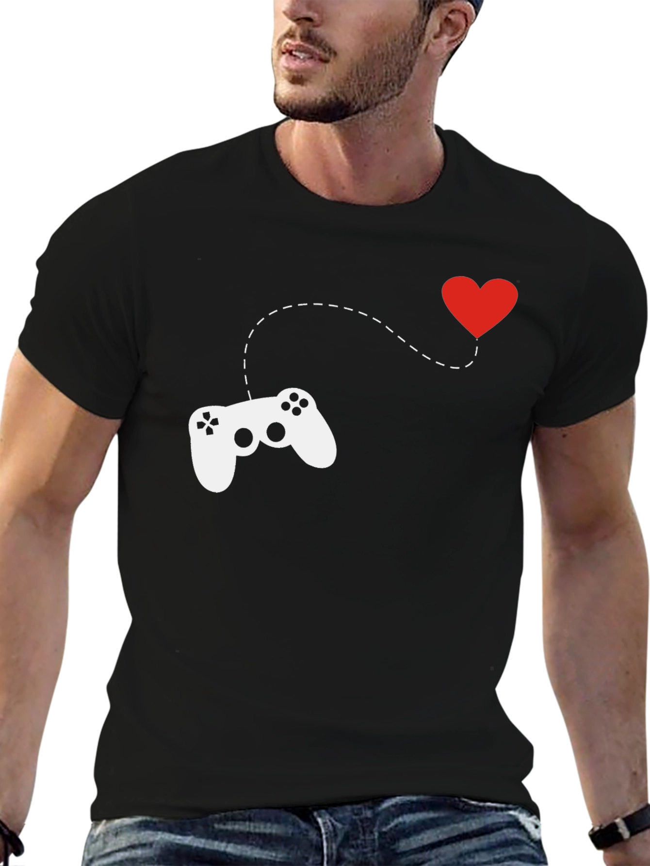 Gamer Love T-Shirt - Black Cotton Crew Neck Tee