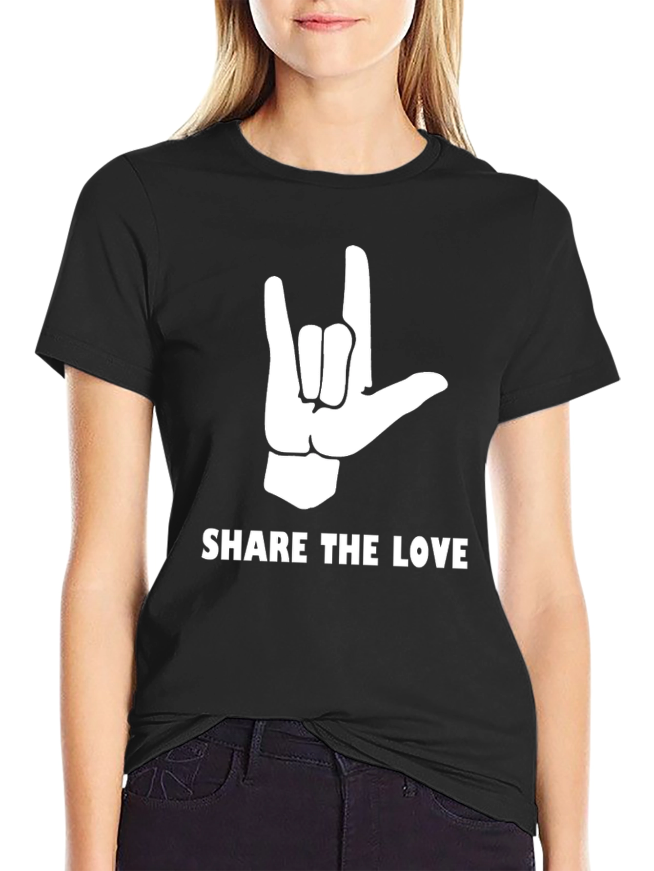 Share the Love ASL T-Shirt - Black Cotton Tee