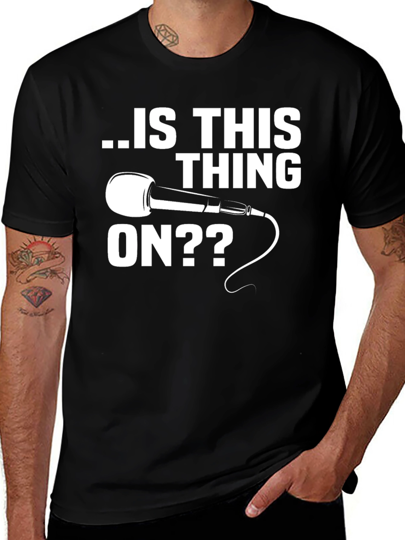 Is This Thing On T-Shirt - Funny Microphone Tee