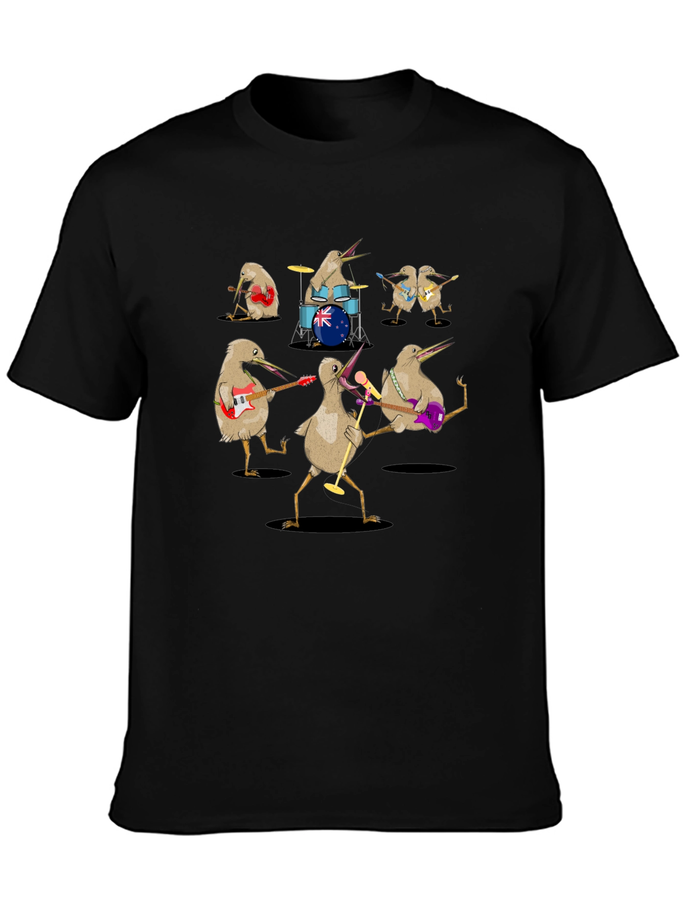 Kiwi Bird Rock Band Graphic T-Shirt
