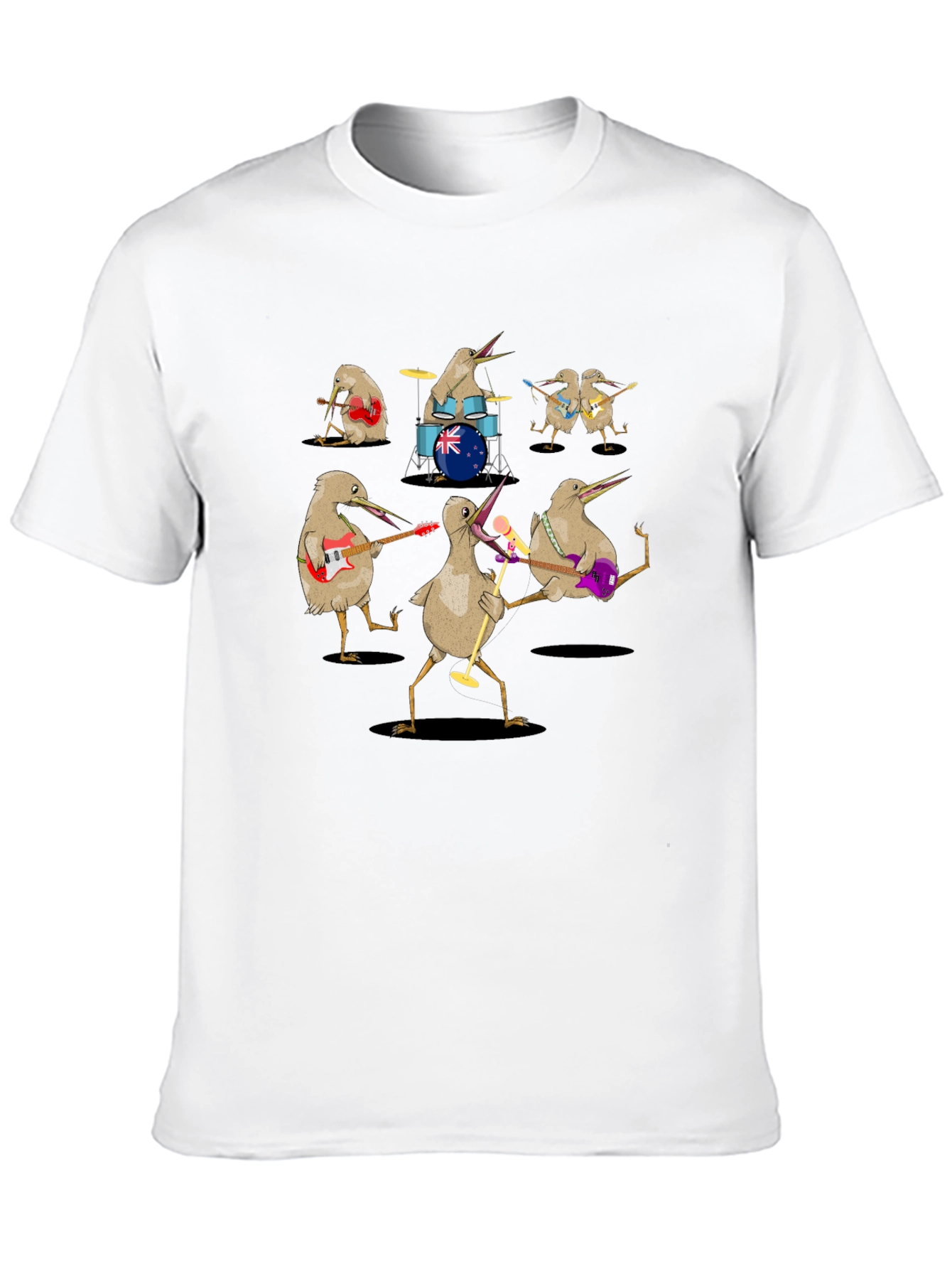 Kiwi Bird Rock Band Graphic T-Shirt