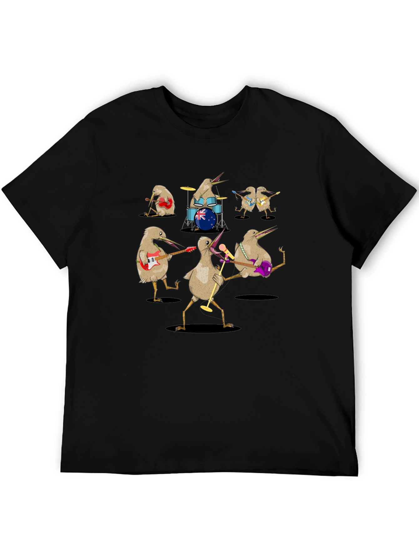 Kiwi Bird Rock Band Graphic T-Shirt