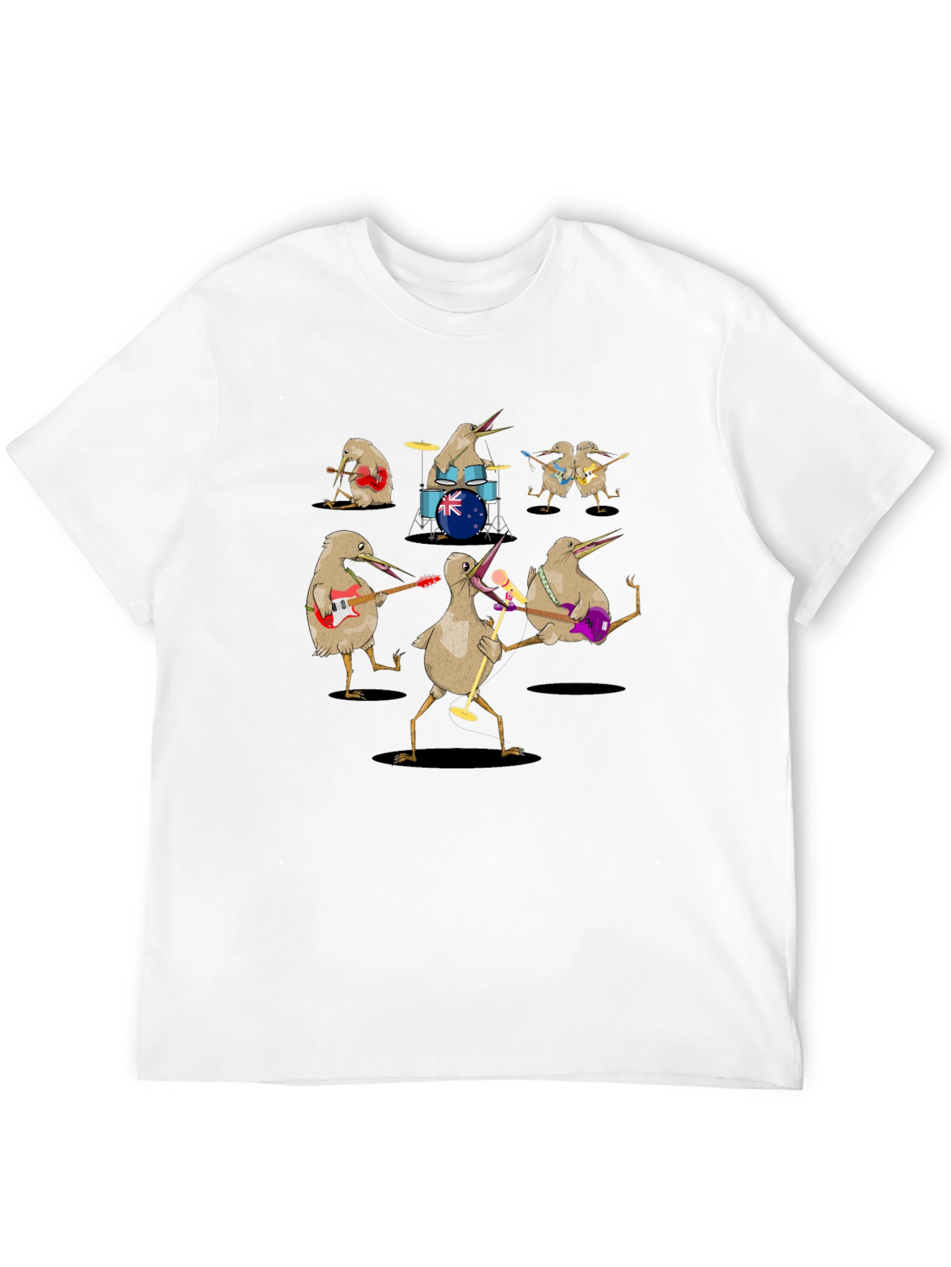 Kiwi Bird Rock Band Graphic T-Shirt