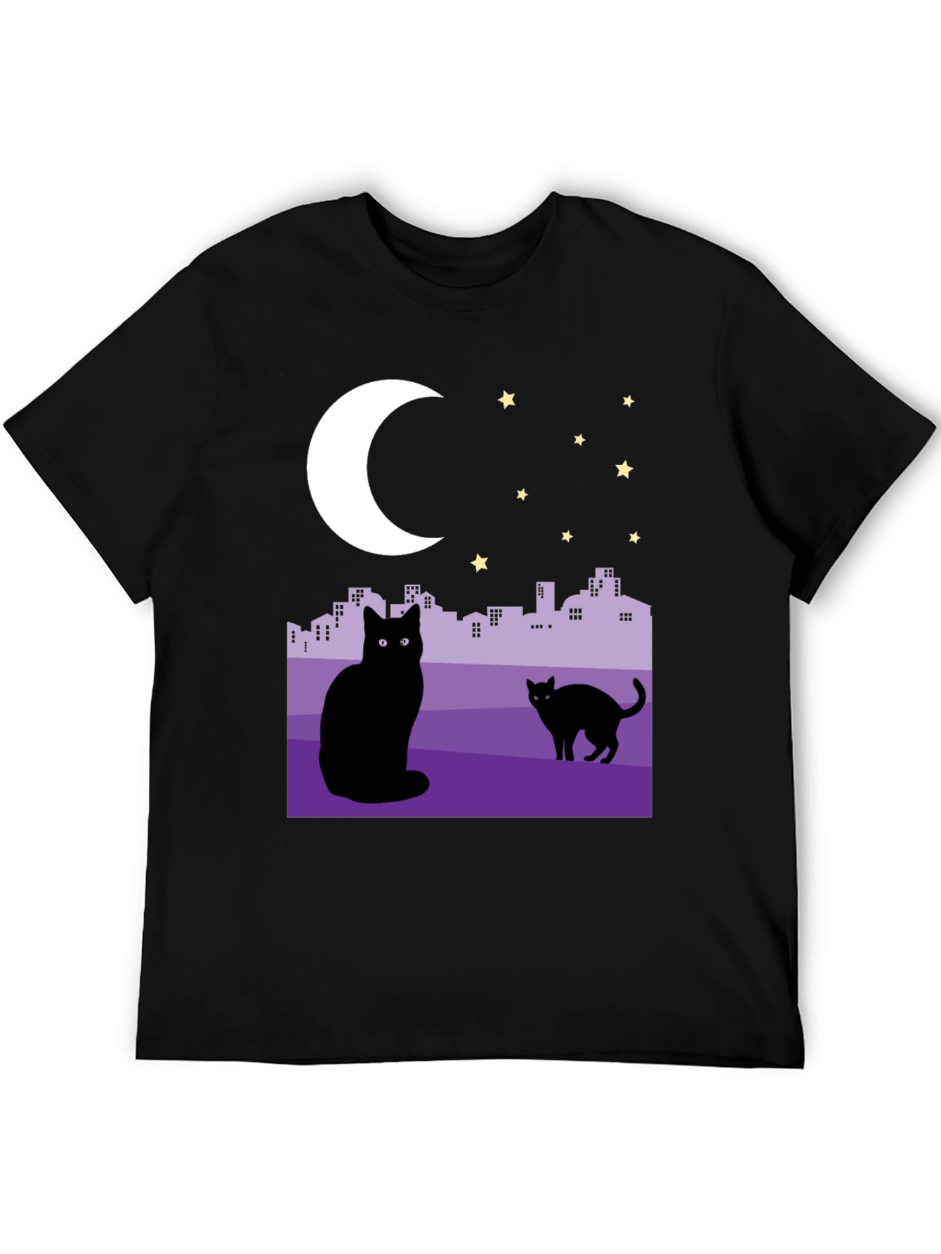 Cats Under the Moon Graphic T-Shirt