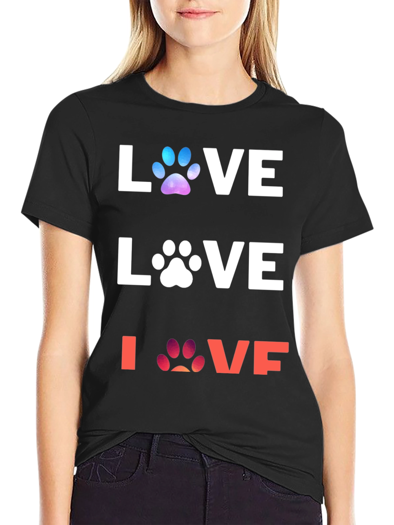 Love Paw Print Graphic T-Shirt