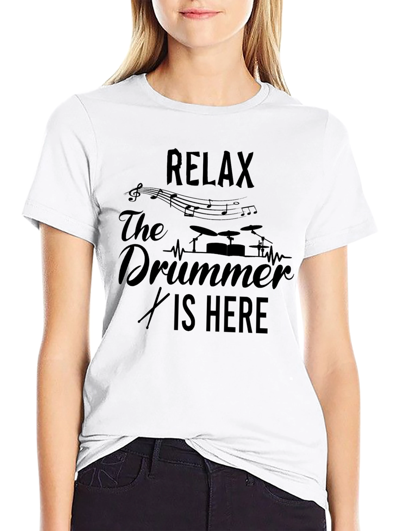 Relax The Drummer Is Here Black T-Shirt