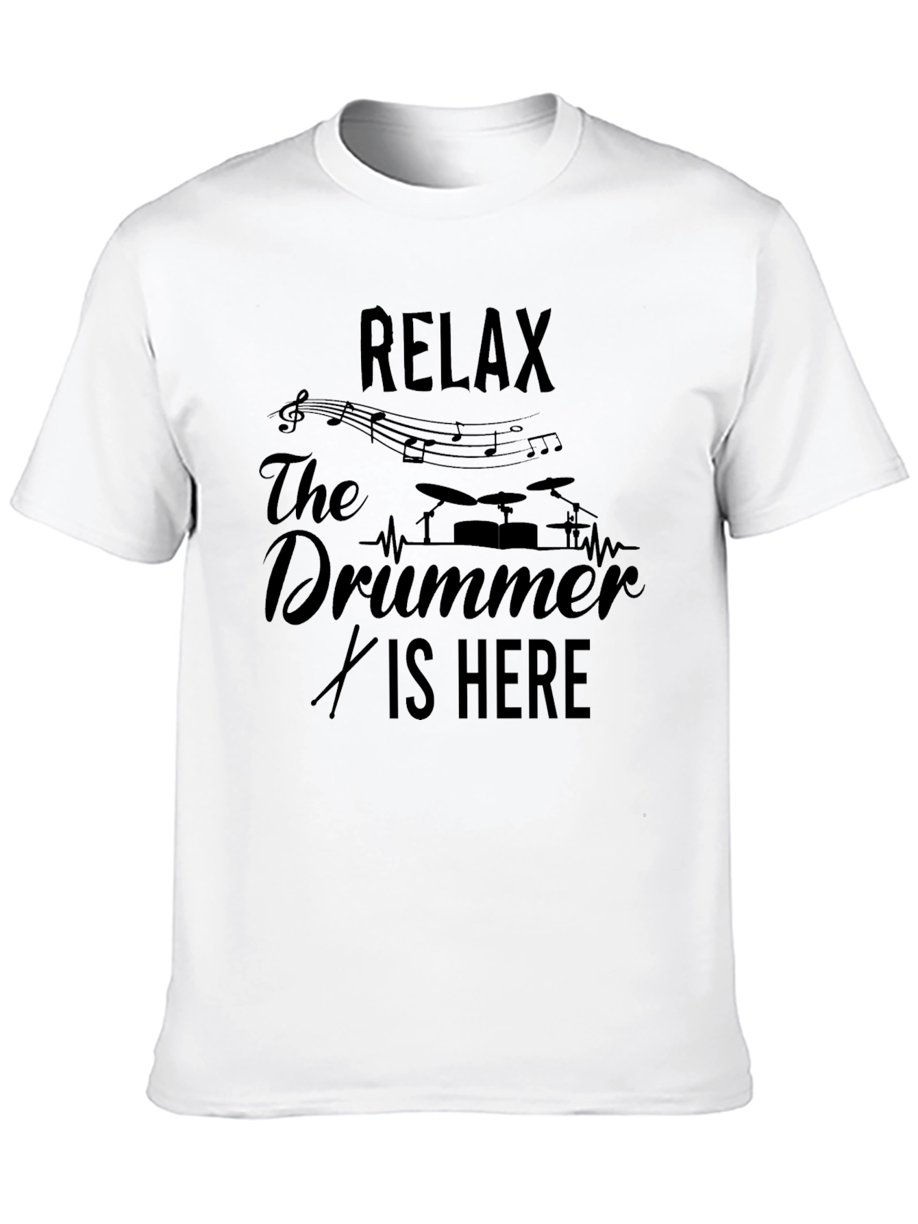 Relax The Drummer Is Here Black T-Shirt