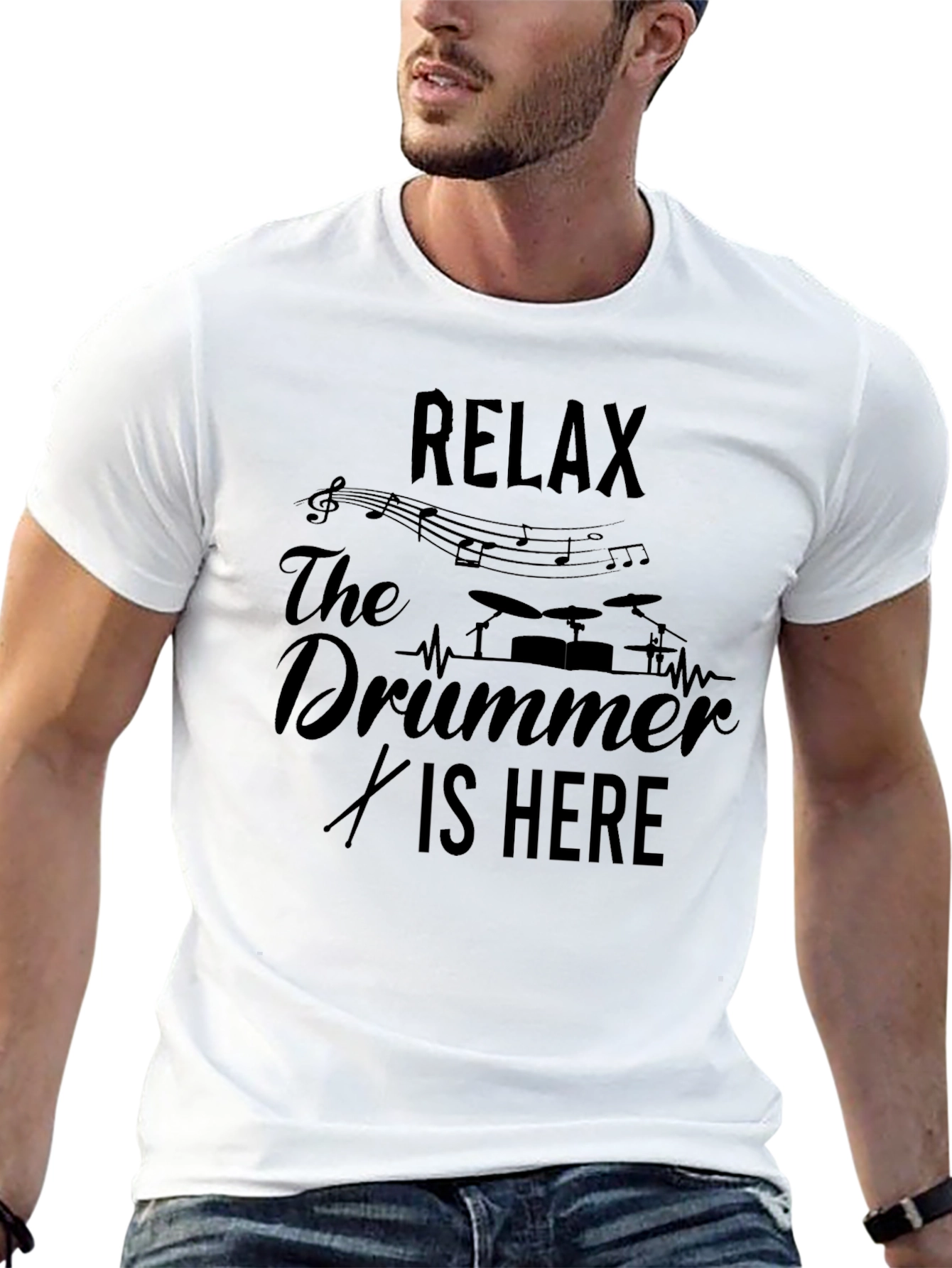 Relax The Drummer Is Here Black T-Shirt