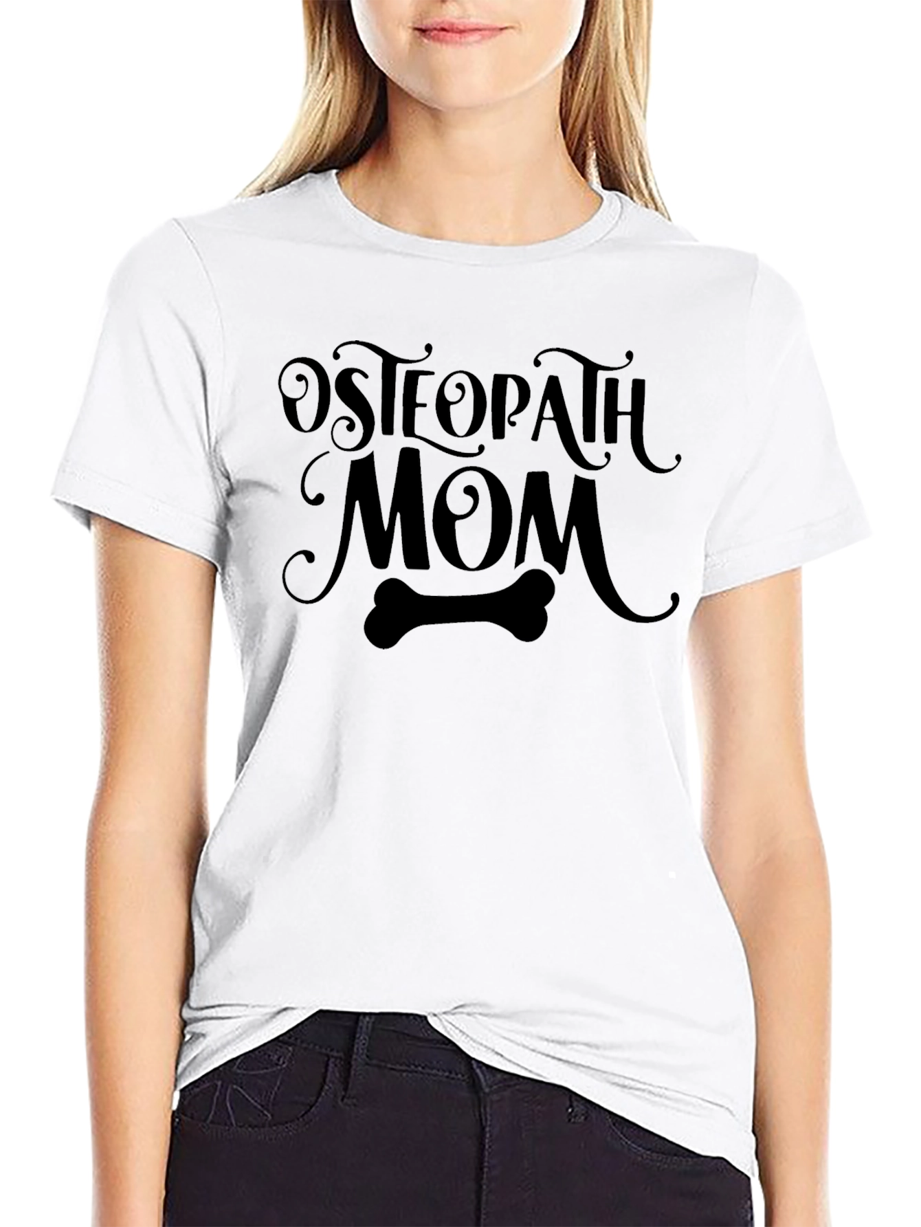 Osteopath Mom Black T-Shirt - Bone Graphic