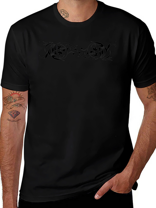 Elegant Black T-Shirt with Decorative Band