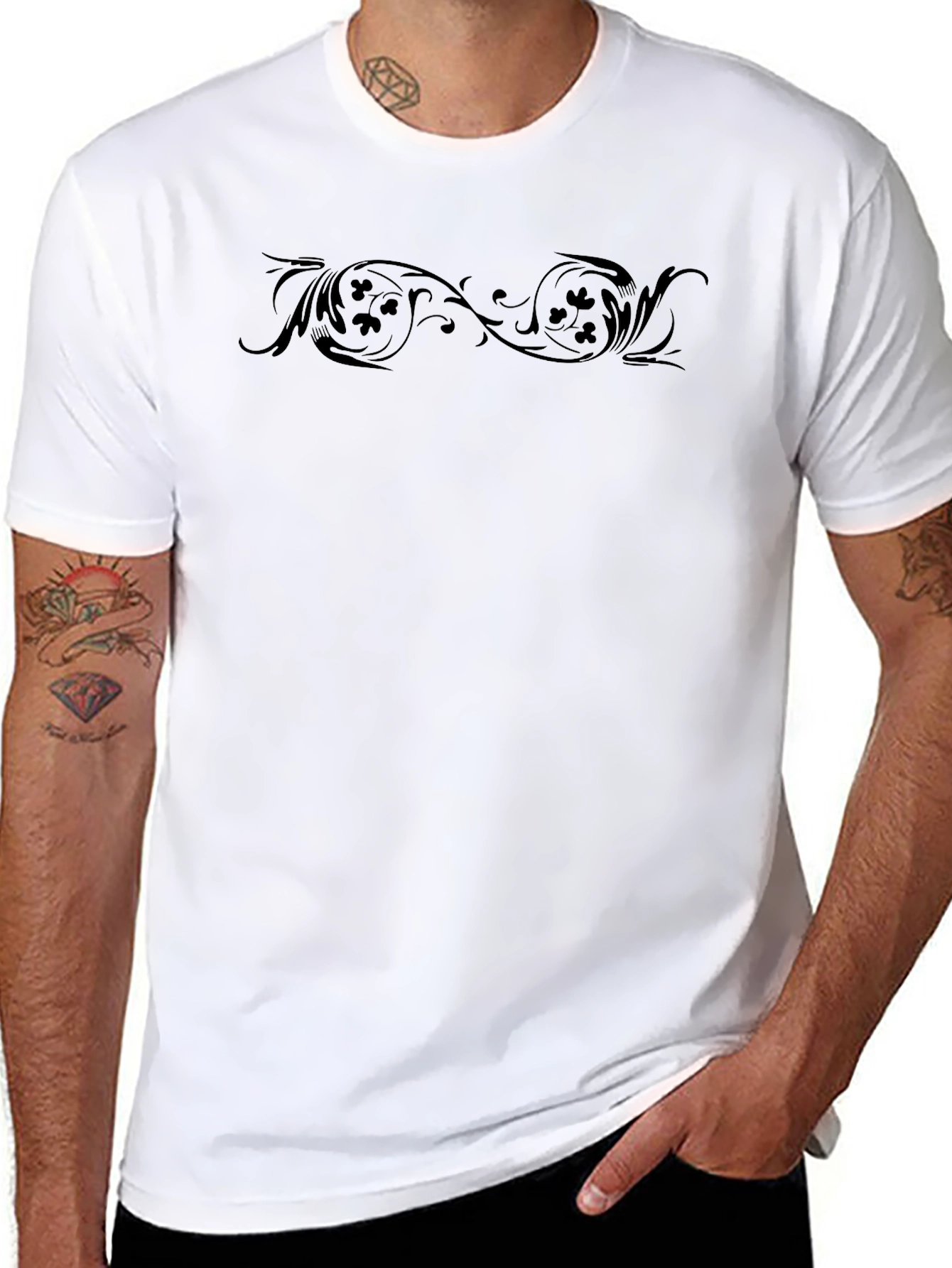 Elegant Black T-Shirt with Decorative Band