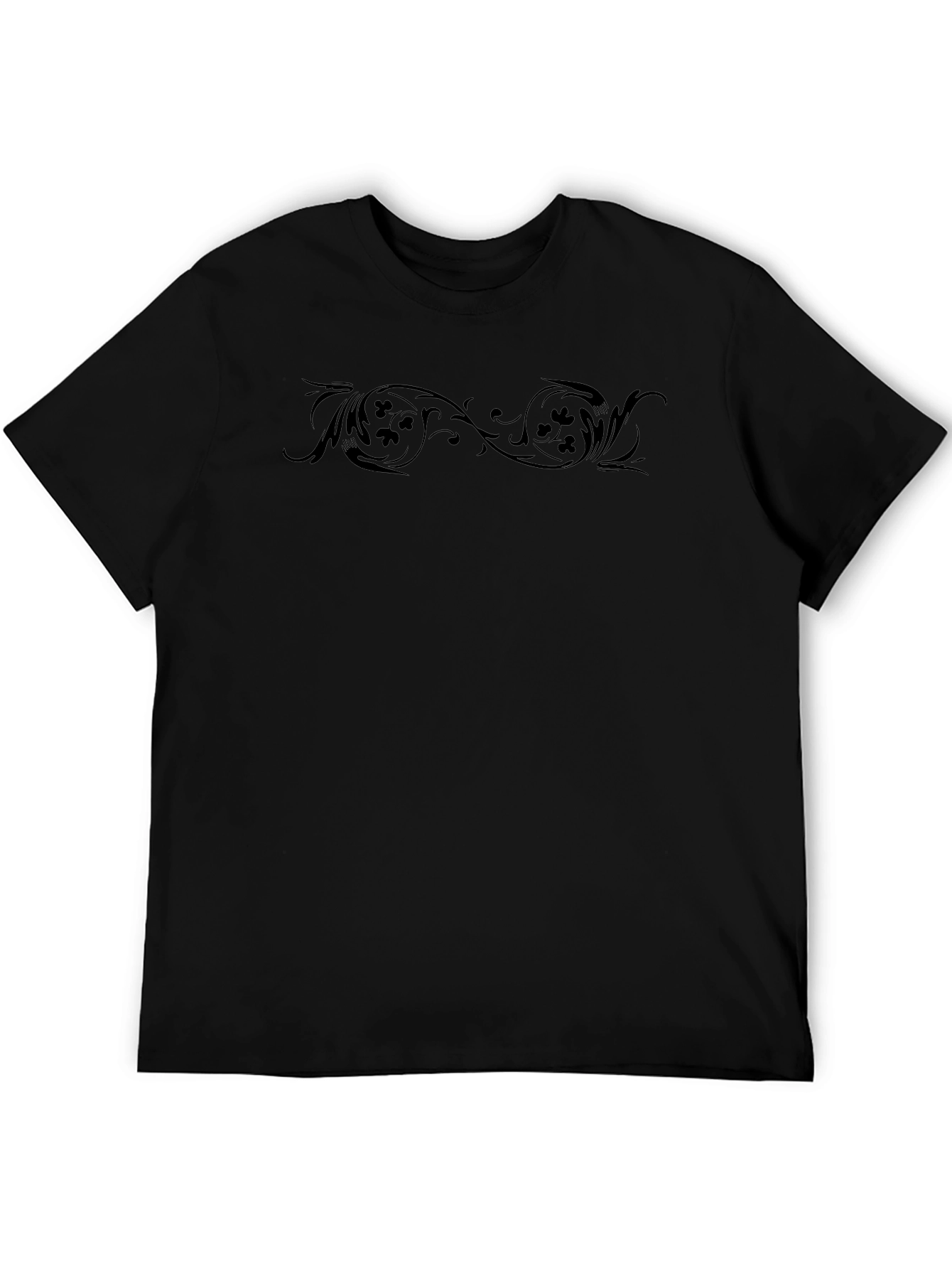 Elegant Black T-Shirt with Decorative Band