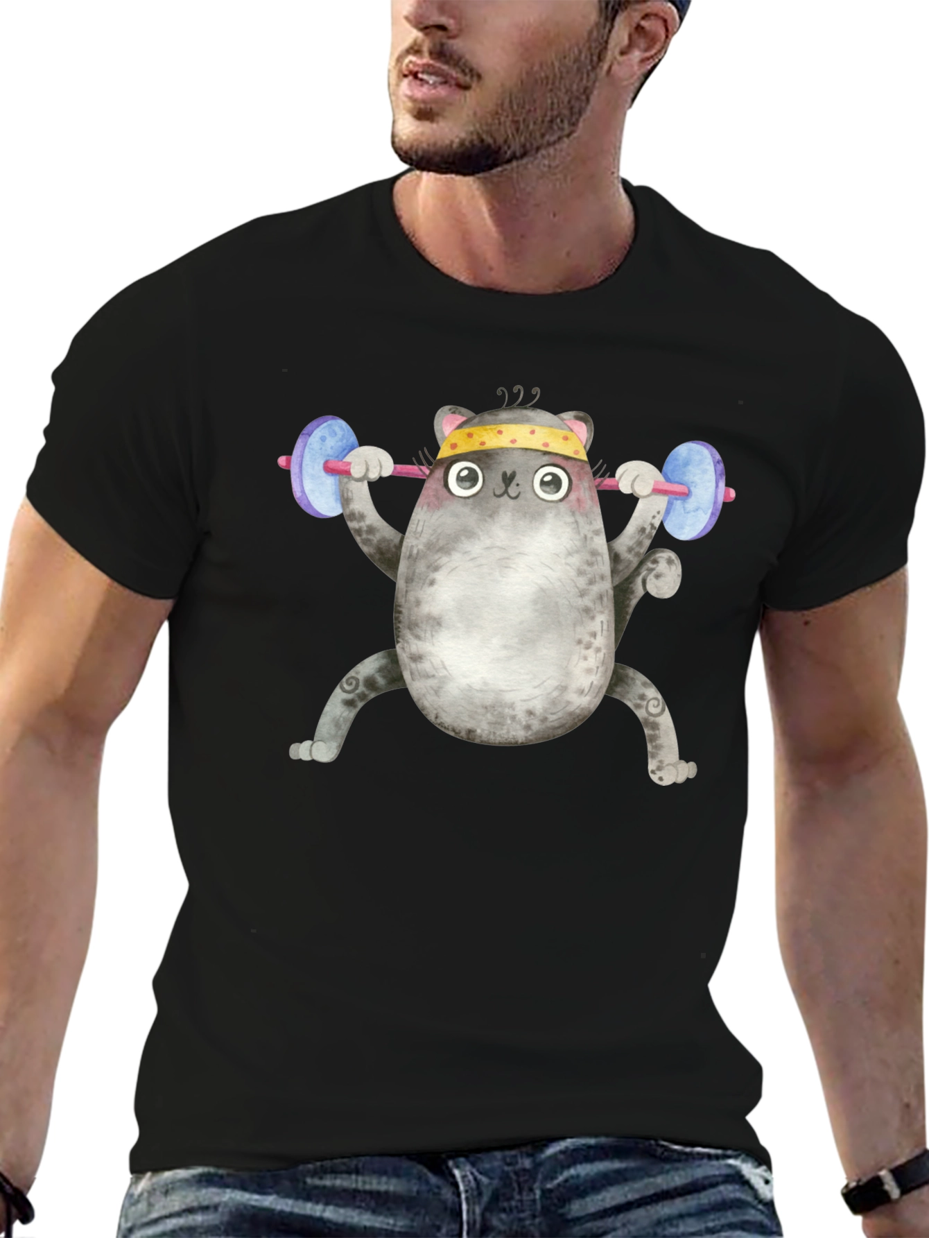 Weightlifting Cat T-Shirt