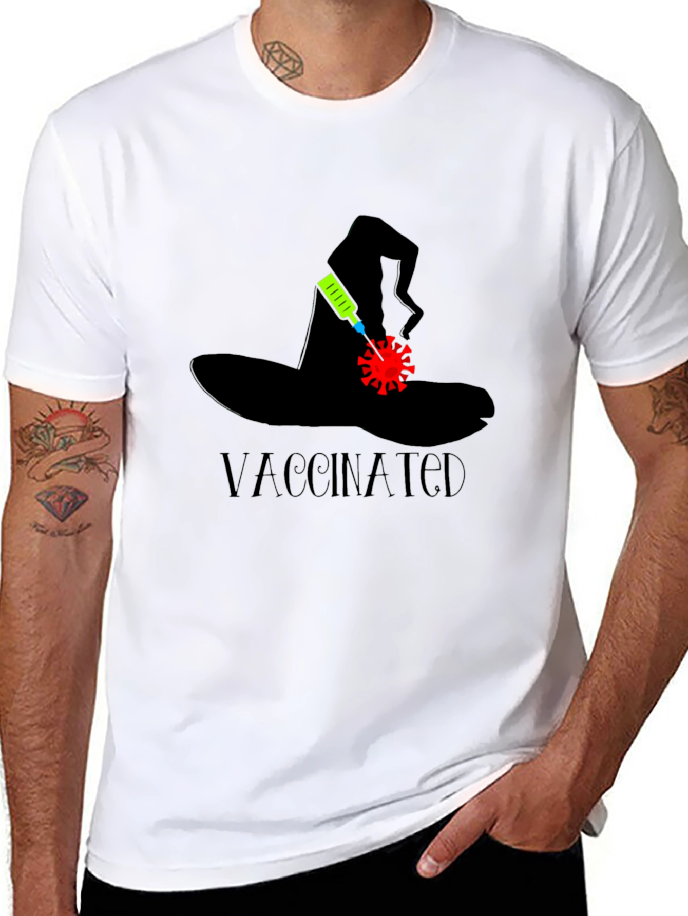 Vaccinated Halloween Witch Hat T-Shirt