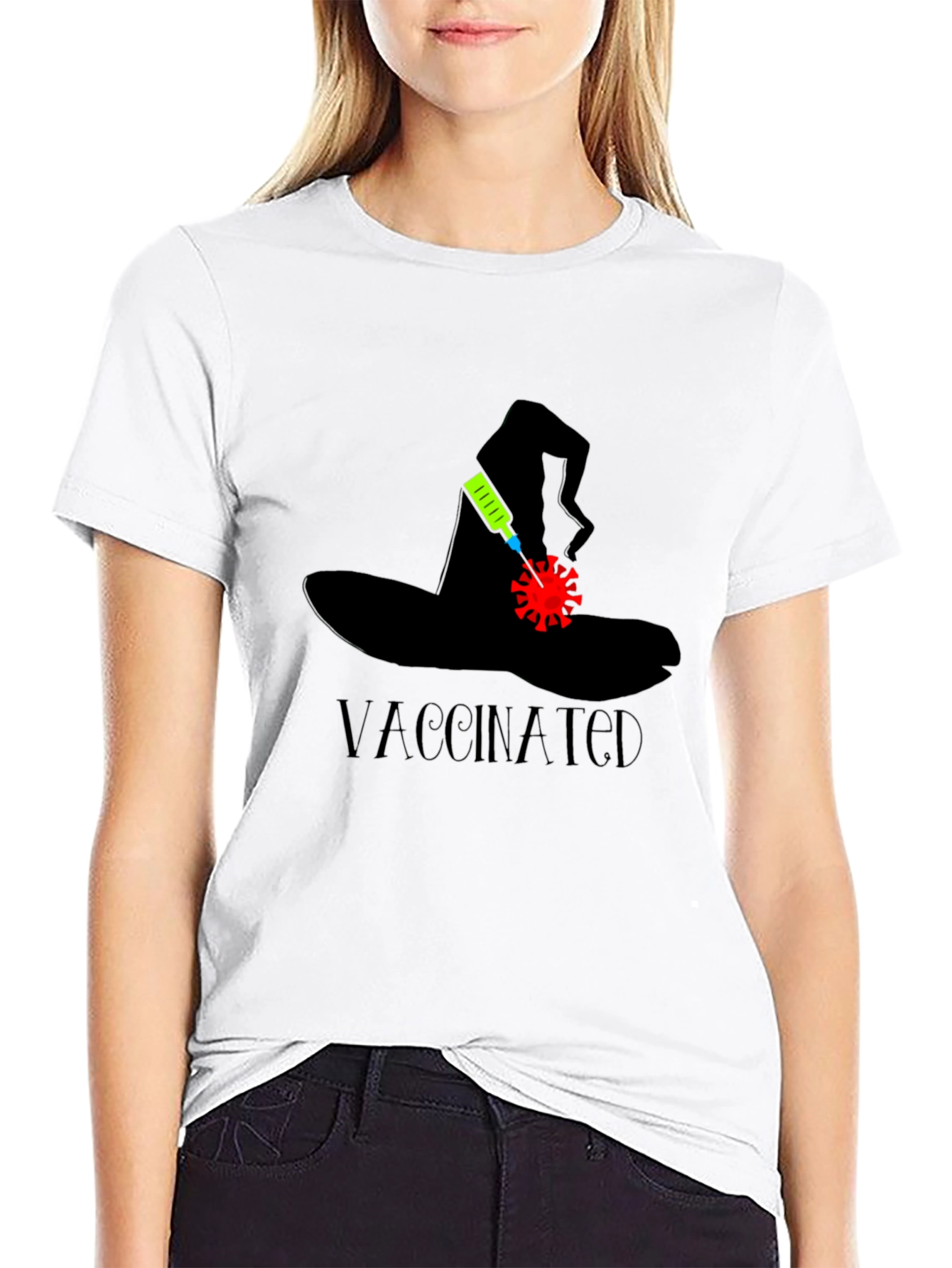 Vaccinated Halloween Witch Hat T-Shirt