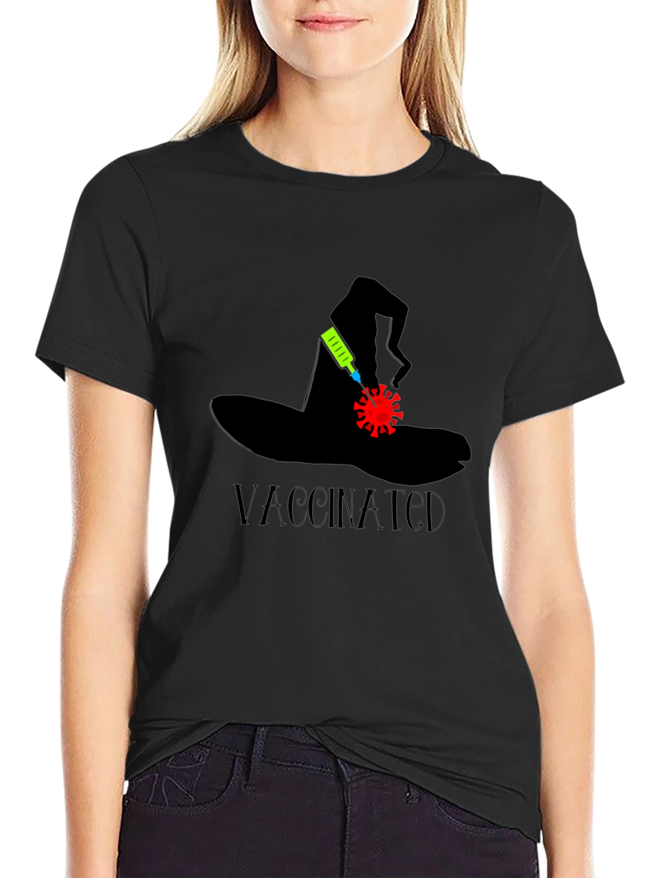 Vaccinated Halloween Witch Hat T-Shirt