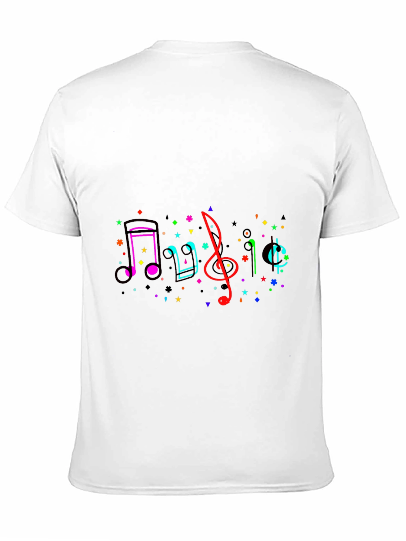 Music Notes Graphic Tee - Black Crew Neck