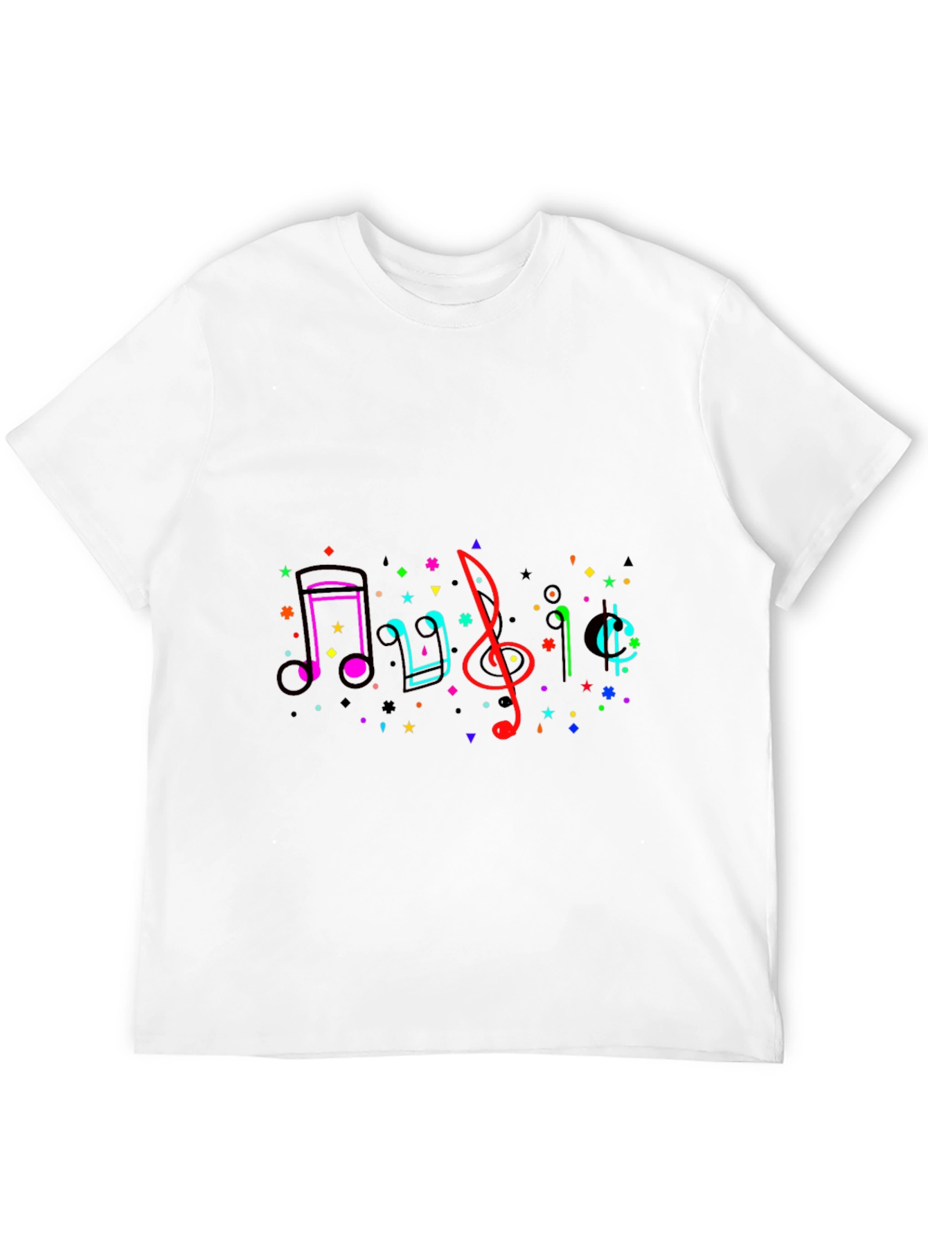 Music Notes Graphic Tee - Black Crew Neck