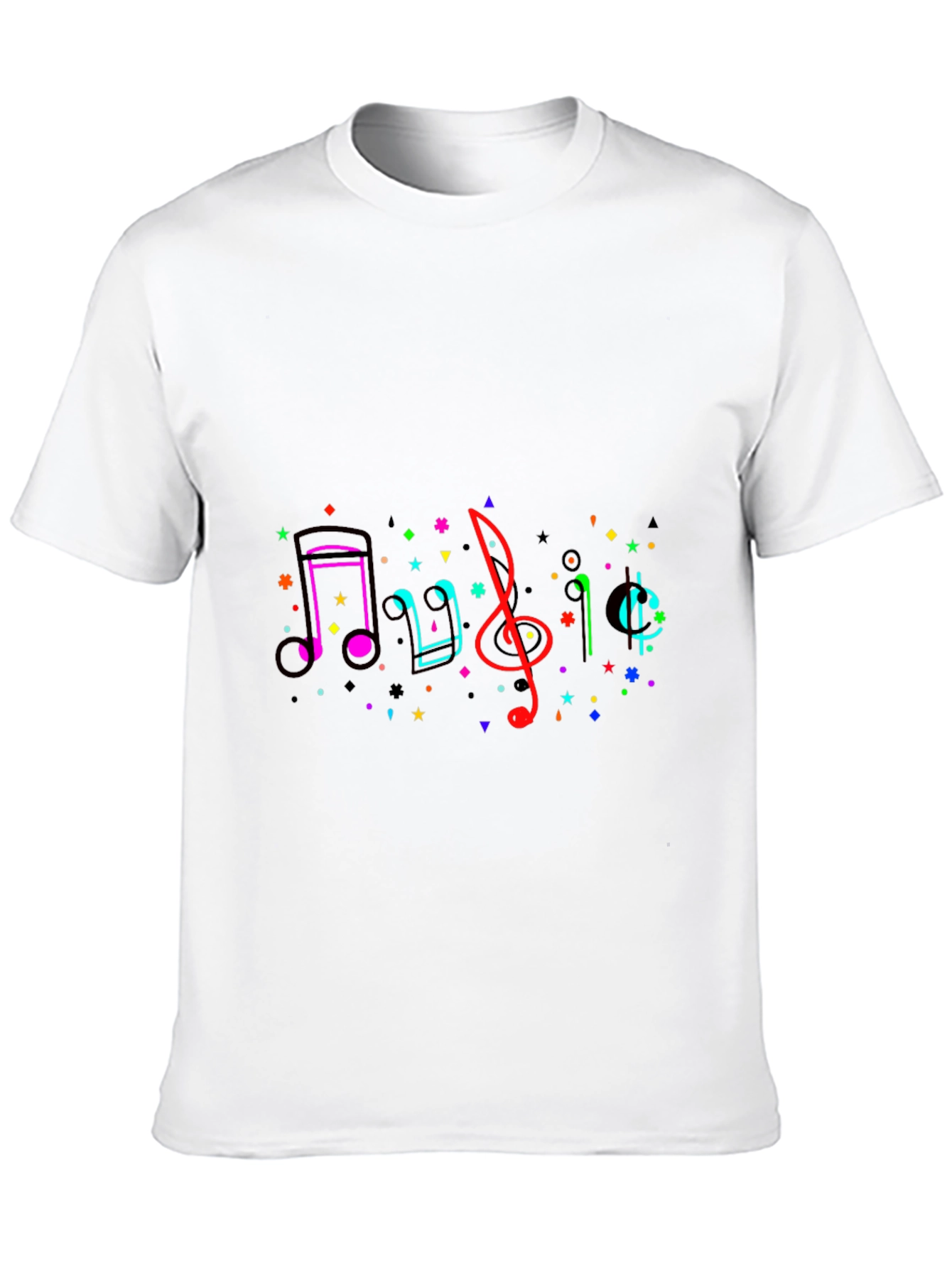 Music Notes Graphic Tee - Black Crew Neck