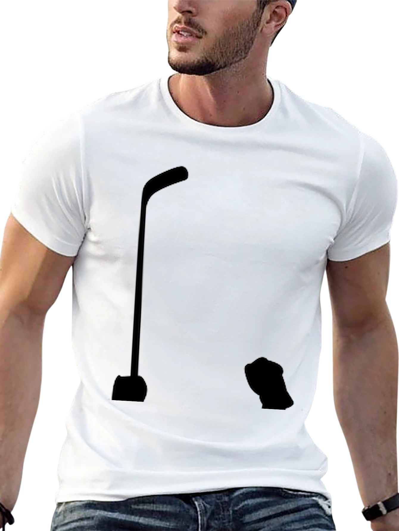 Hockey Stick Silhouette Graphic T-Shirt