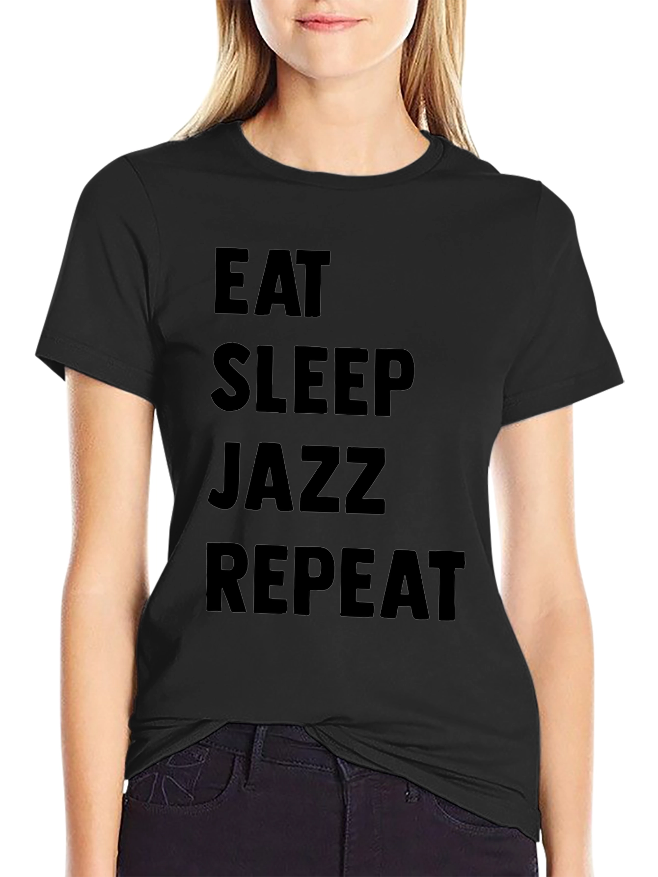 Eat Sleep Jazz Repeat Black Graphic T-Shirt