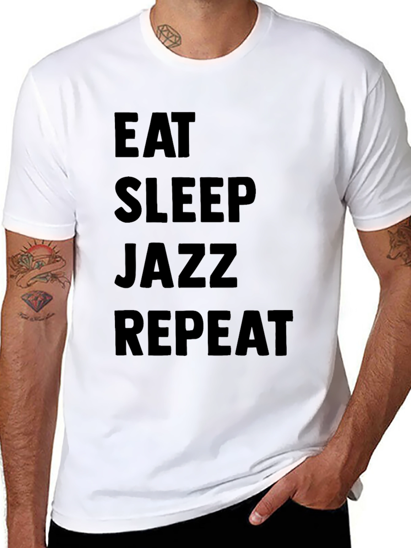 Eat Sleep Jazz Repeat Black Graphic T-Shirt