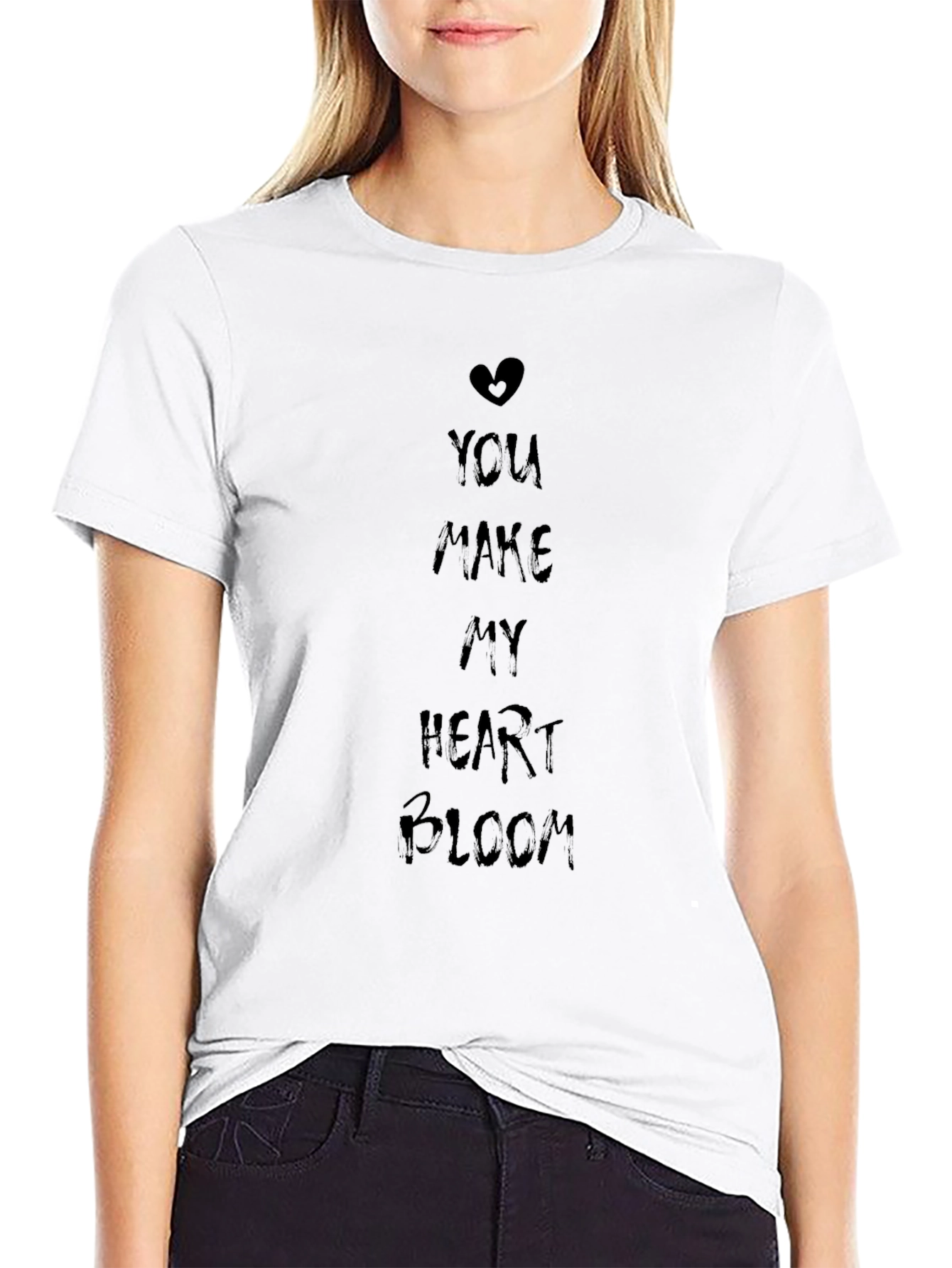 You Make My Heart Bloom Graphic T-Shirt - Black