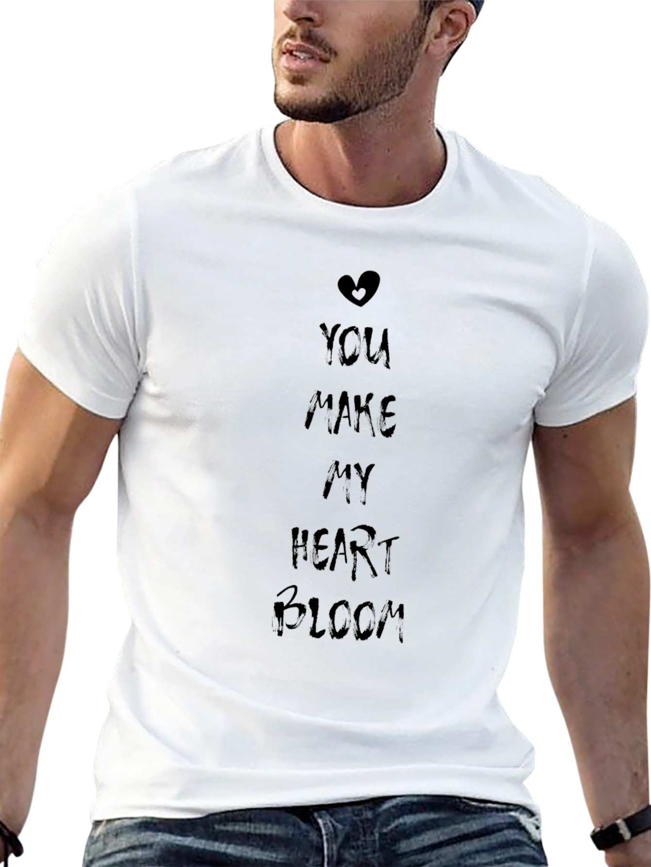 You Make My Heart Bloom Graphic T-Shirt - Black