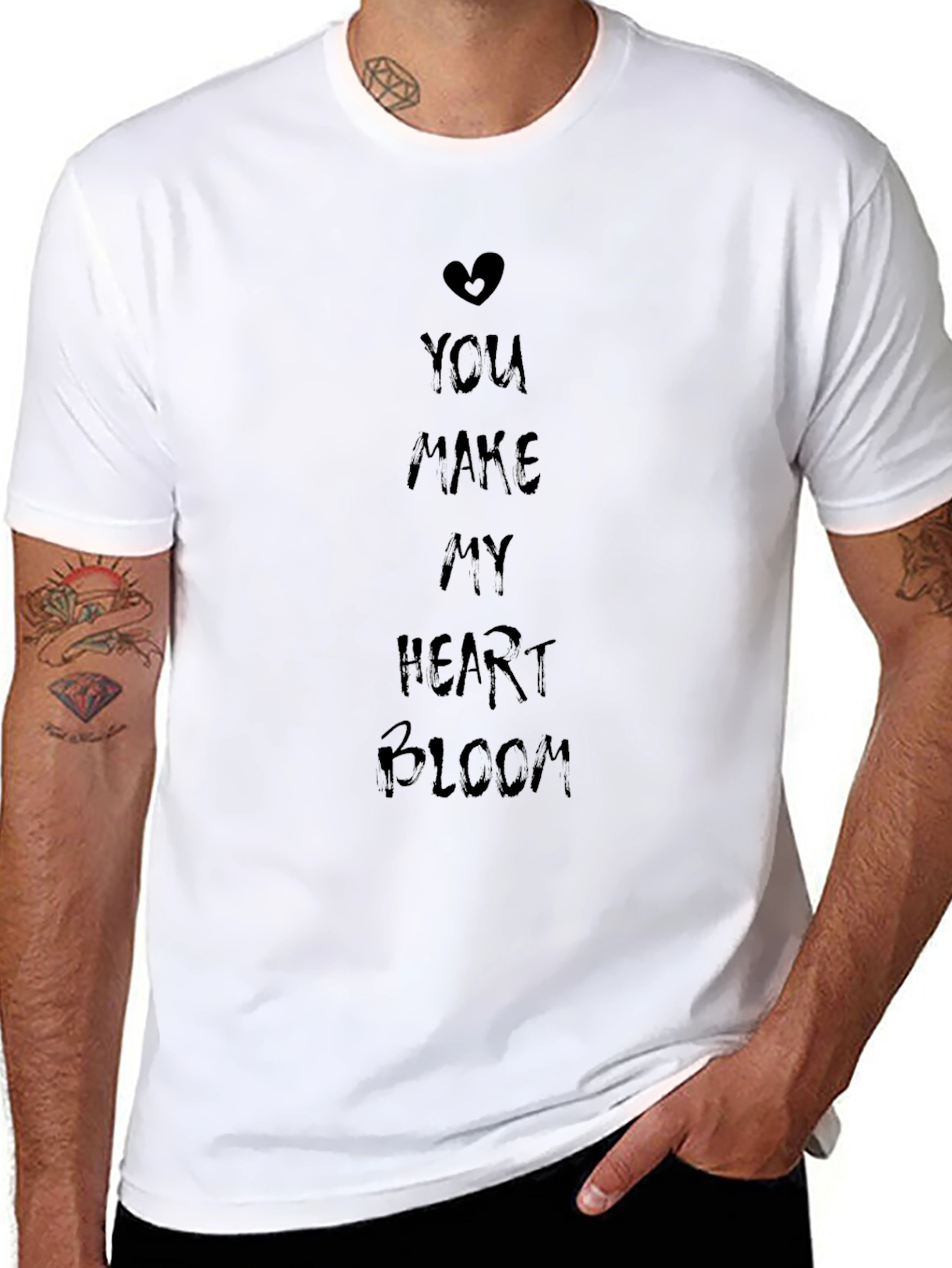You Make My Heart Bloom Graphic T-Shirt - Black