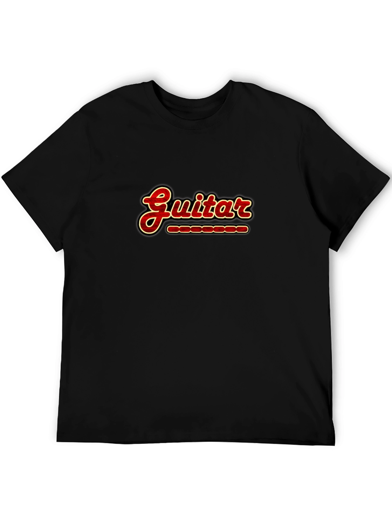 Guitar Print Crew Neck T-Shirt - Music Lover Tee