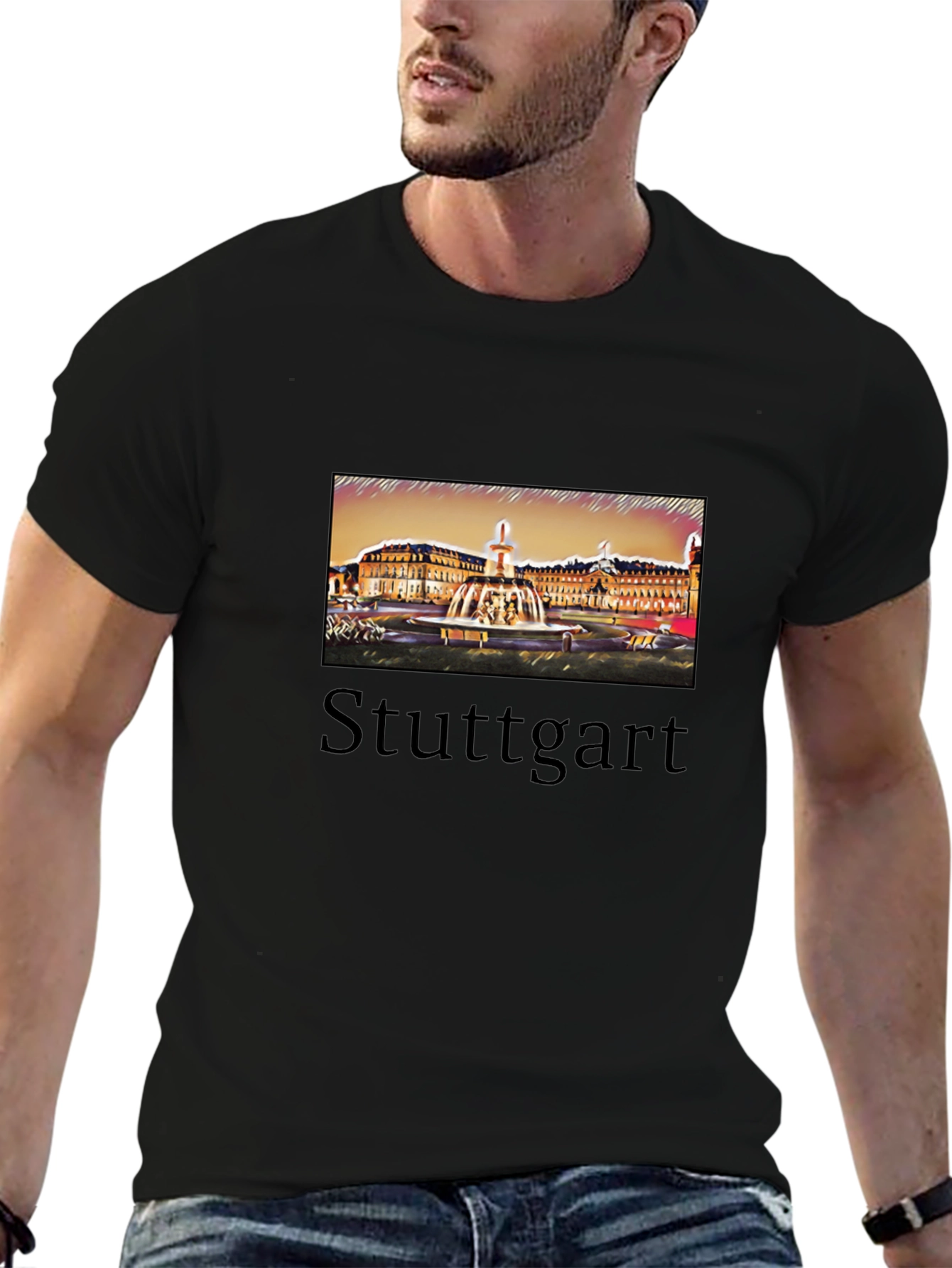 Stuttgart T-Shirt Black City Design