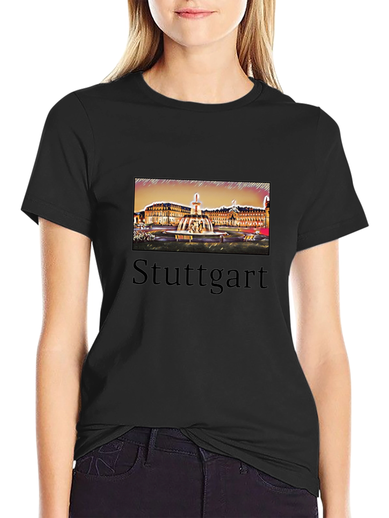 Stuttgart T-Shirt Black City Design