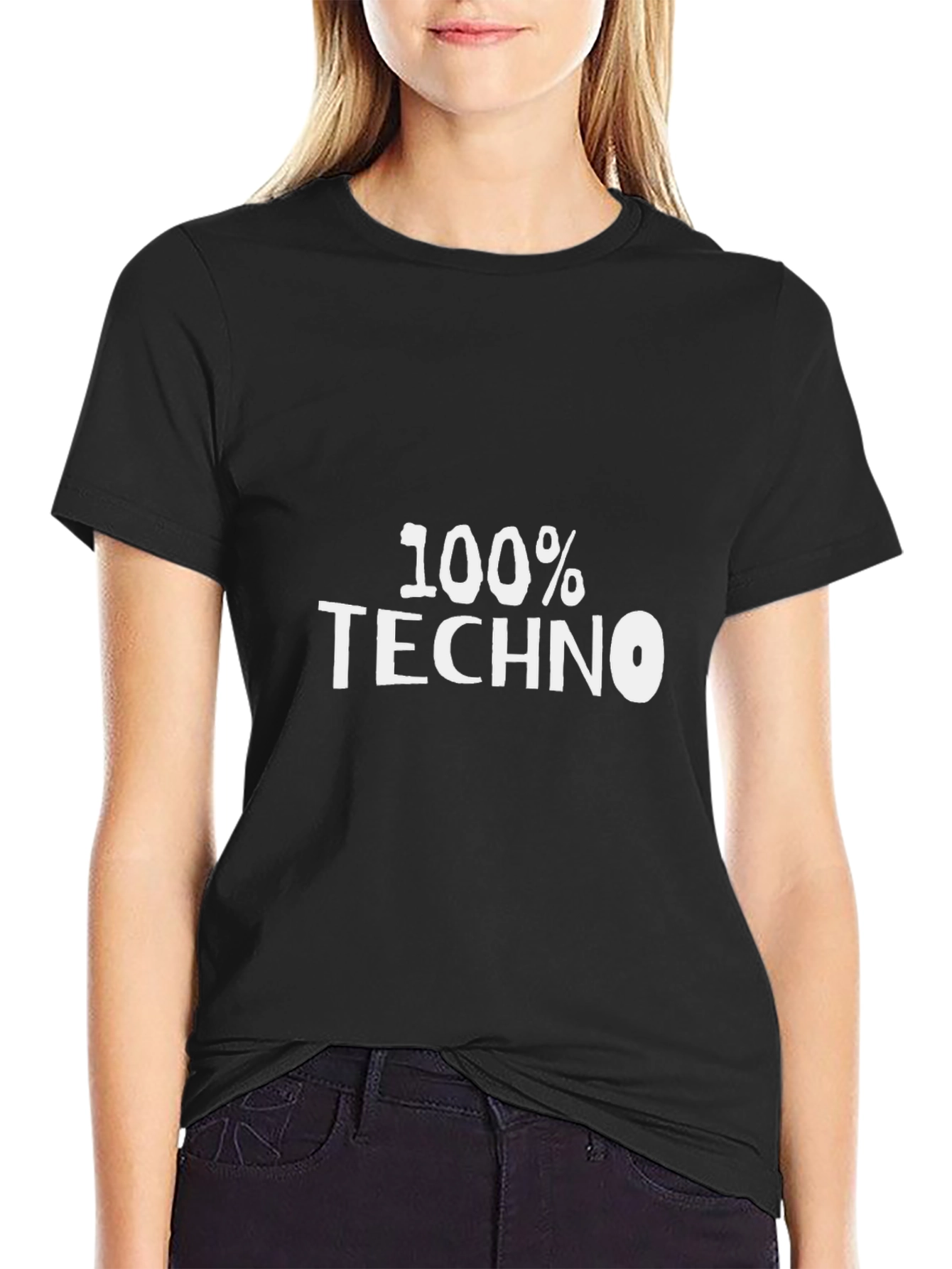 100% Techno Black T-Shirt EDM Music Lover Tee
