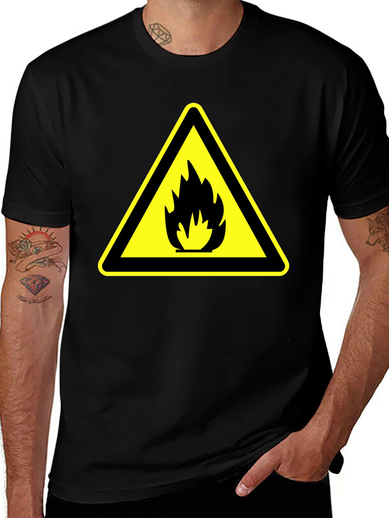 Warning Fire Hazard T-Shirt - Black