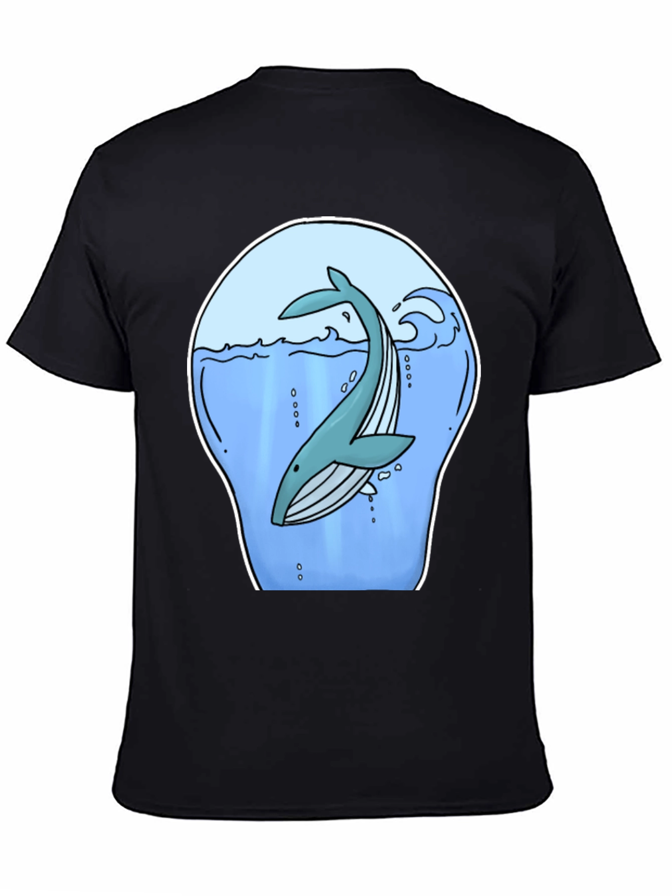 Whale Graphic Print Black T-Shirt