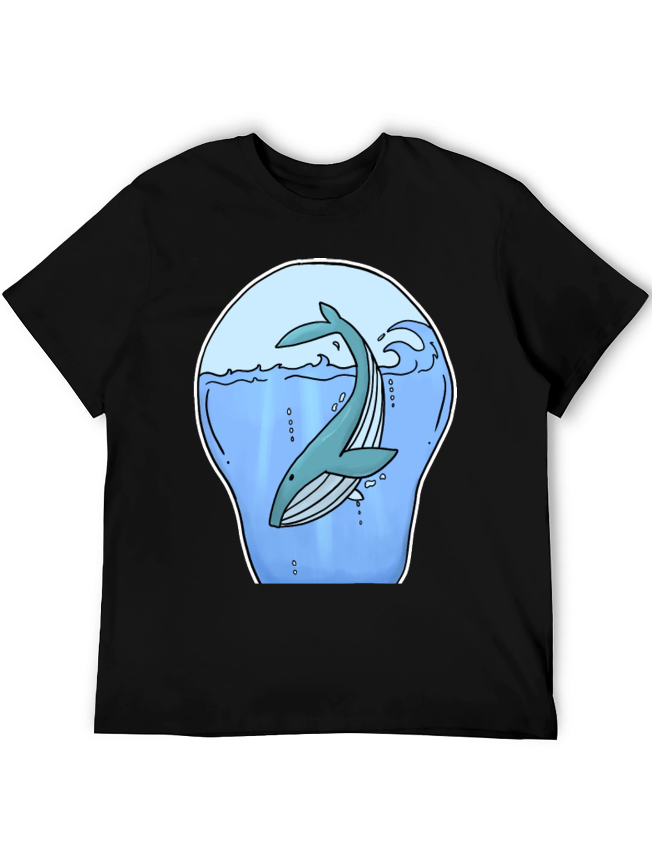 Whale Graphic Print Black T-Shirt