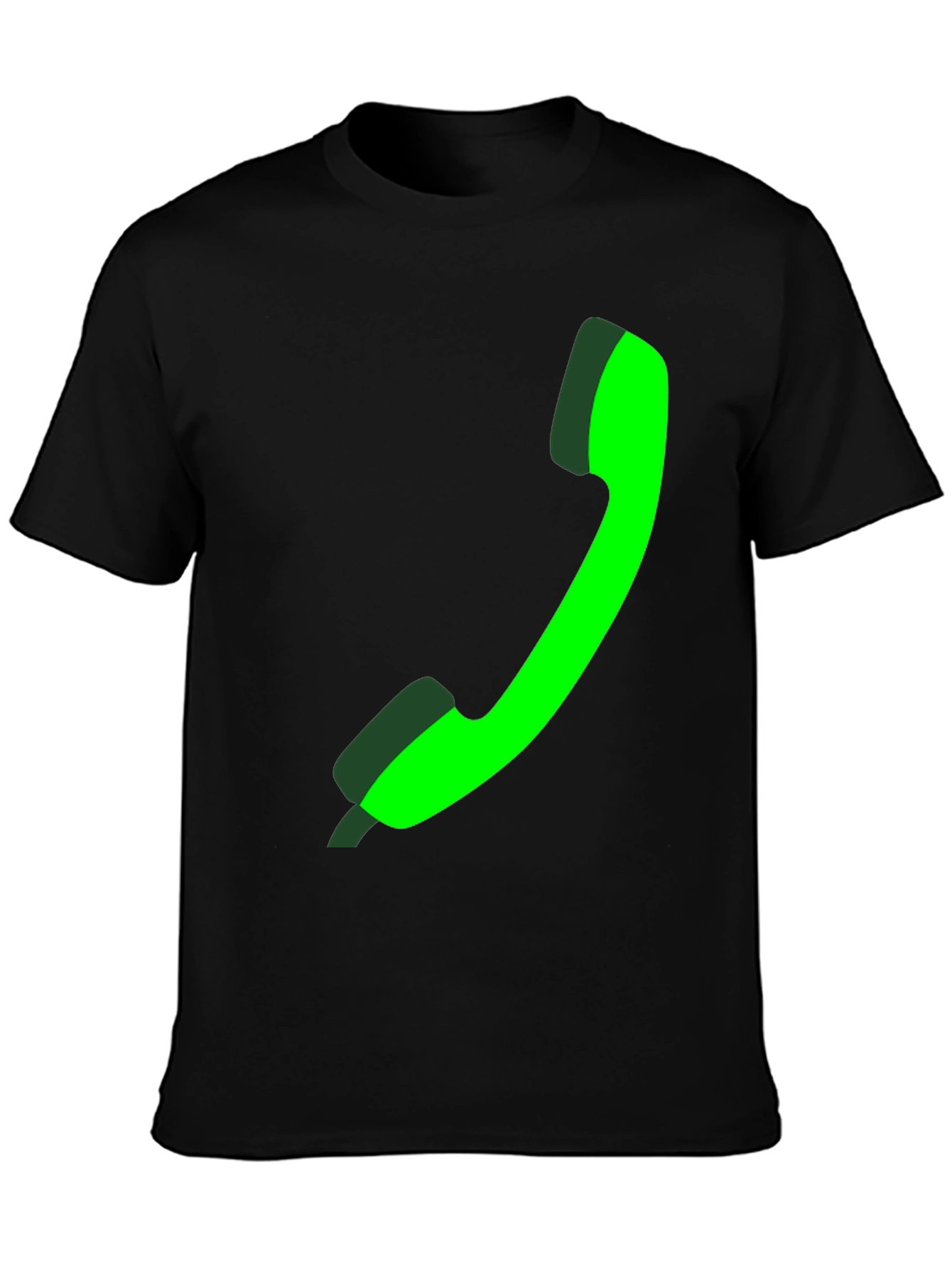 Green Phone Graphic Black Tee