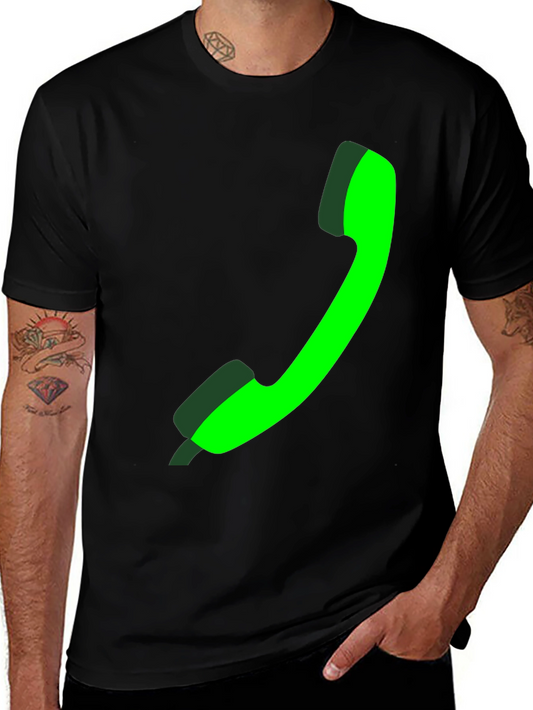 Green Phone Graphic Black Tee