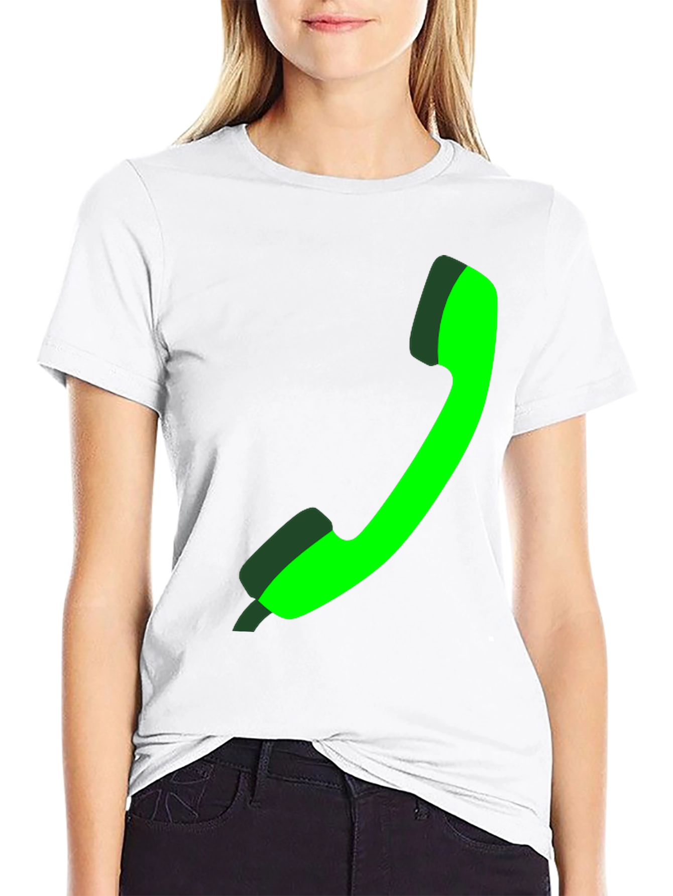 Green Phone Graphic Black Tee