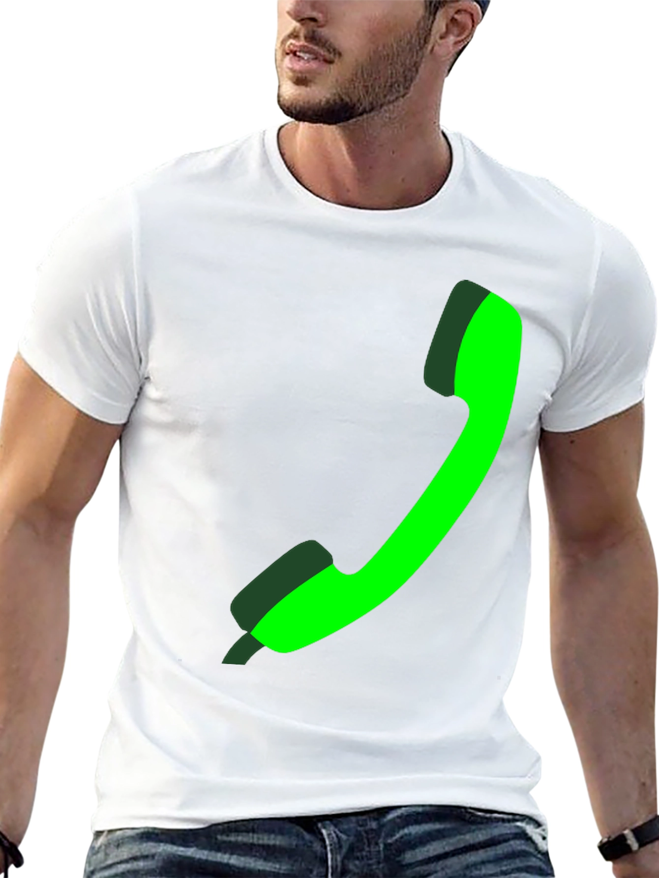 Green Phone Graphic Black Tee