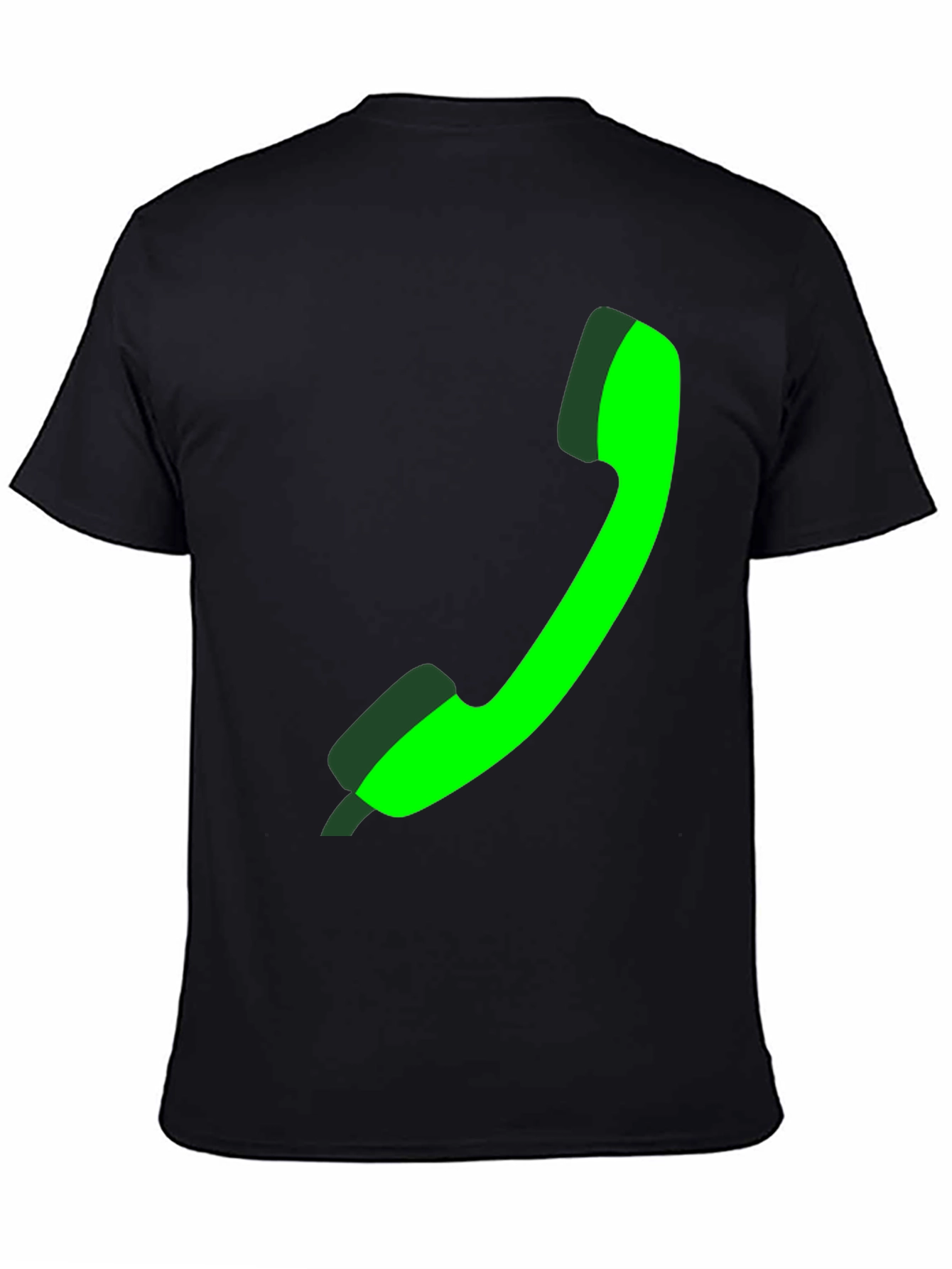 Green Phone Graphic Black Tee