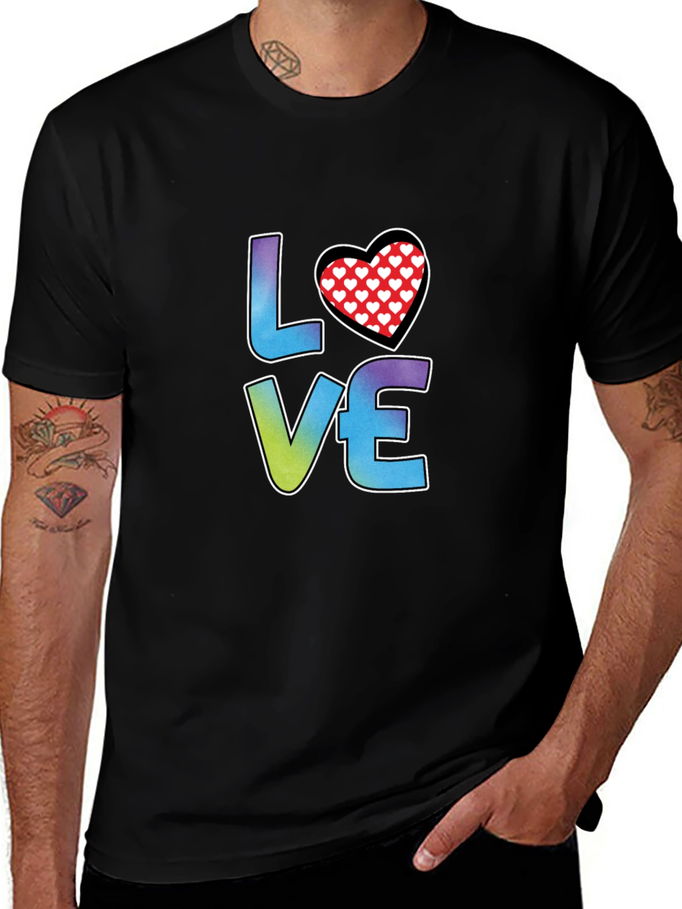 LOVE Heart Graphic Tee - Stylish Black T-Shirt