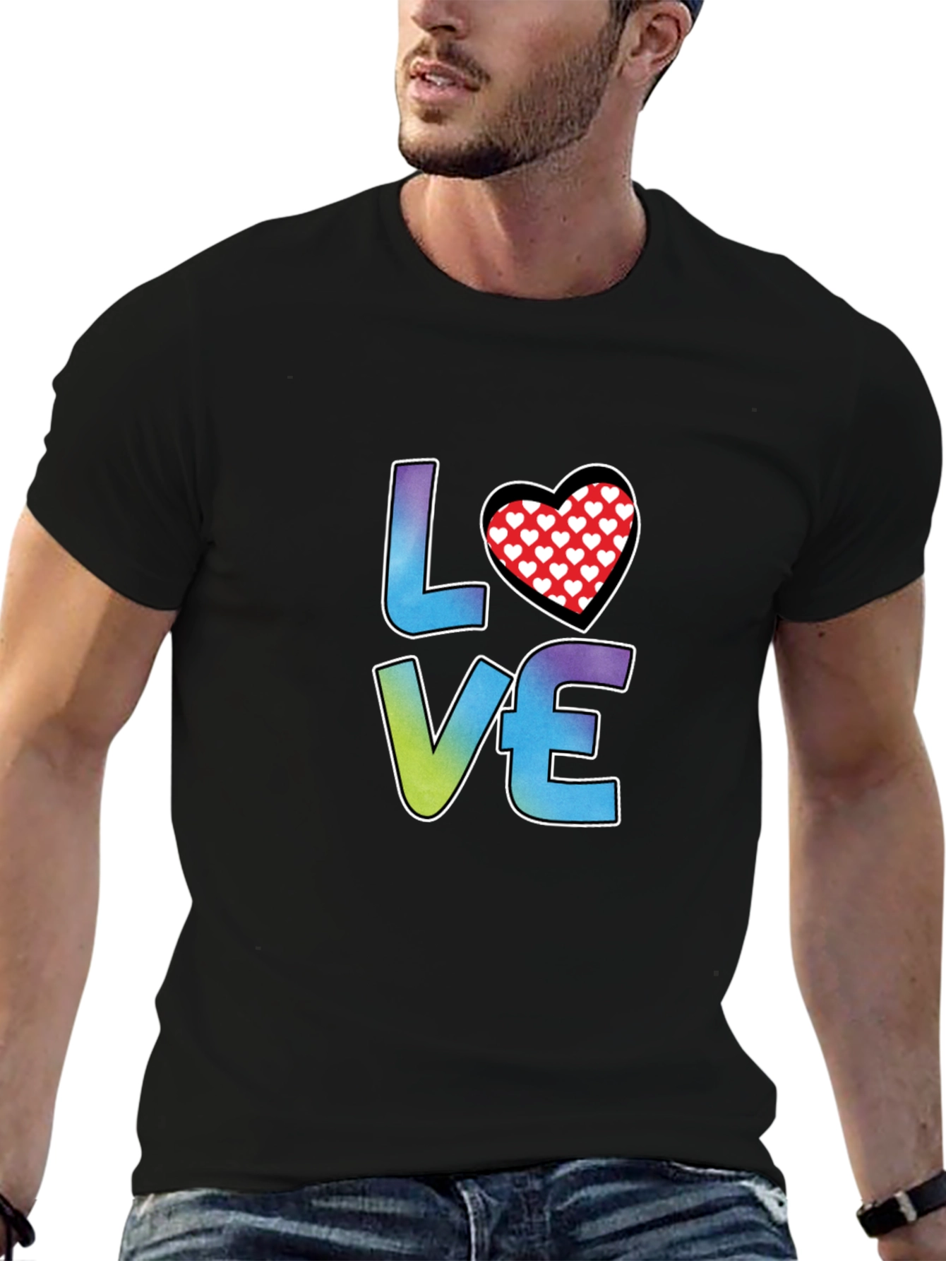 LOVE Heart Graphic Tee - Stylish Black T-Shirt
