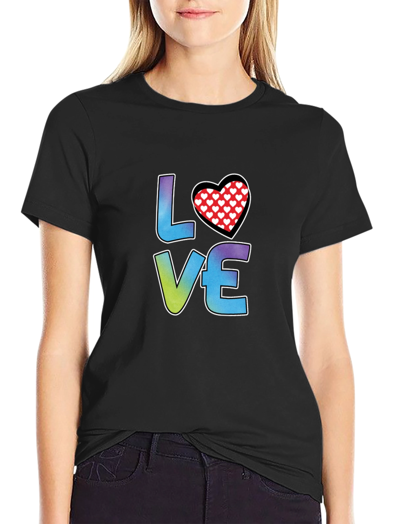 LOVE Heart Graphic Tee - Stylish Black T-Shirt