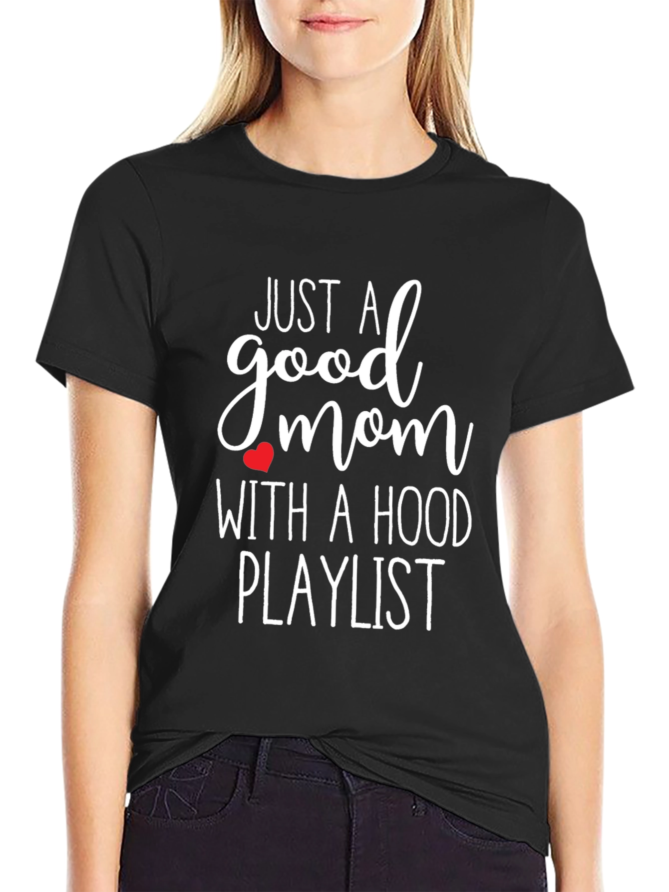 Good Mom Hood Playlist Black Tee