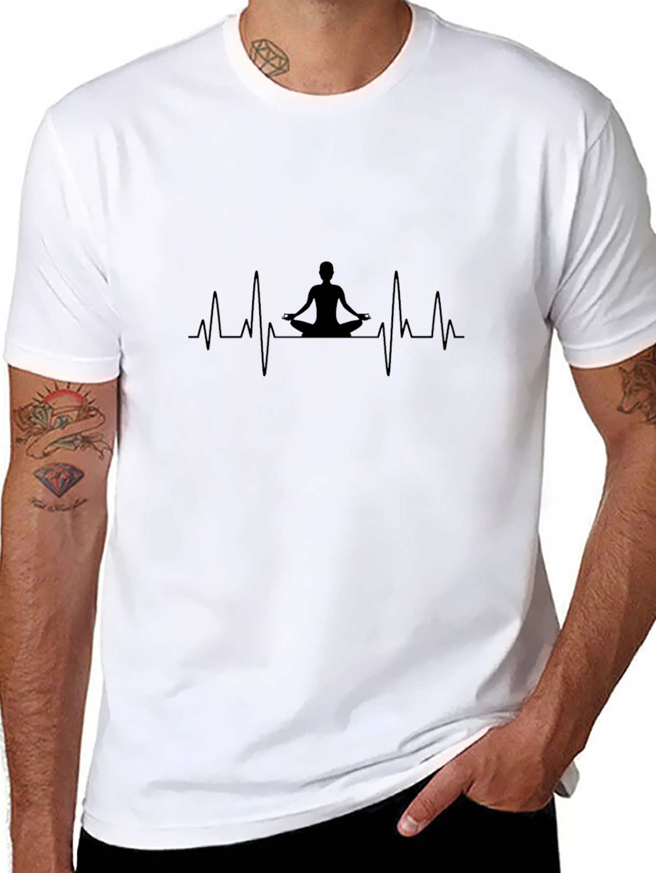 Yoga Heartbeat Graphic Tee - Mens Black T-Shirt