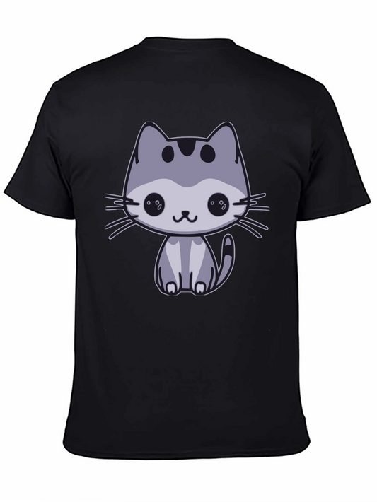 Cute Cat Graphic Black T-Shirt