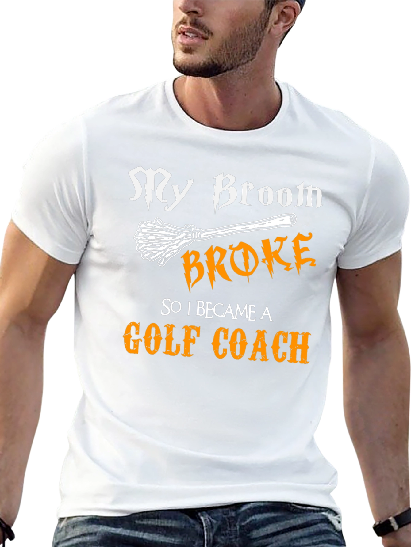 Funny Golf Coach T-Shirt: My Broom Broke